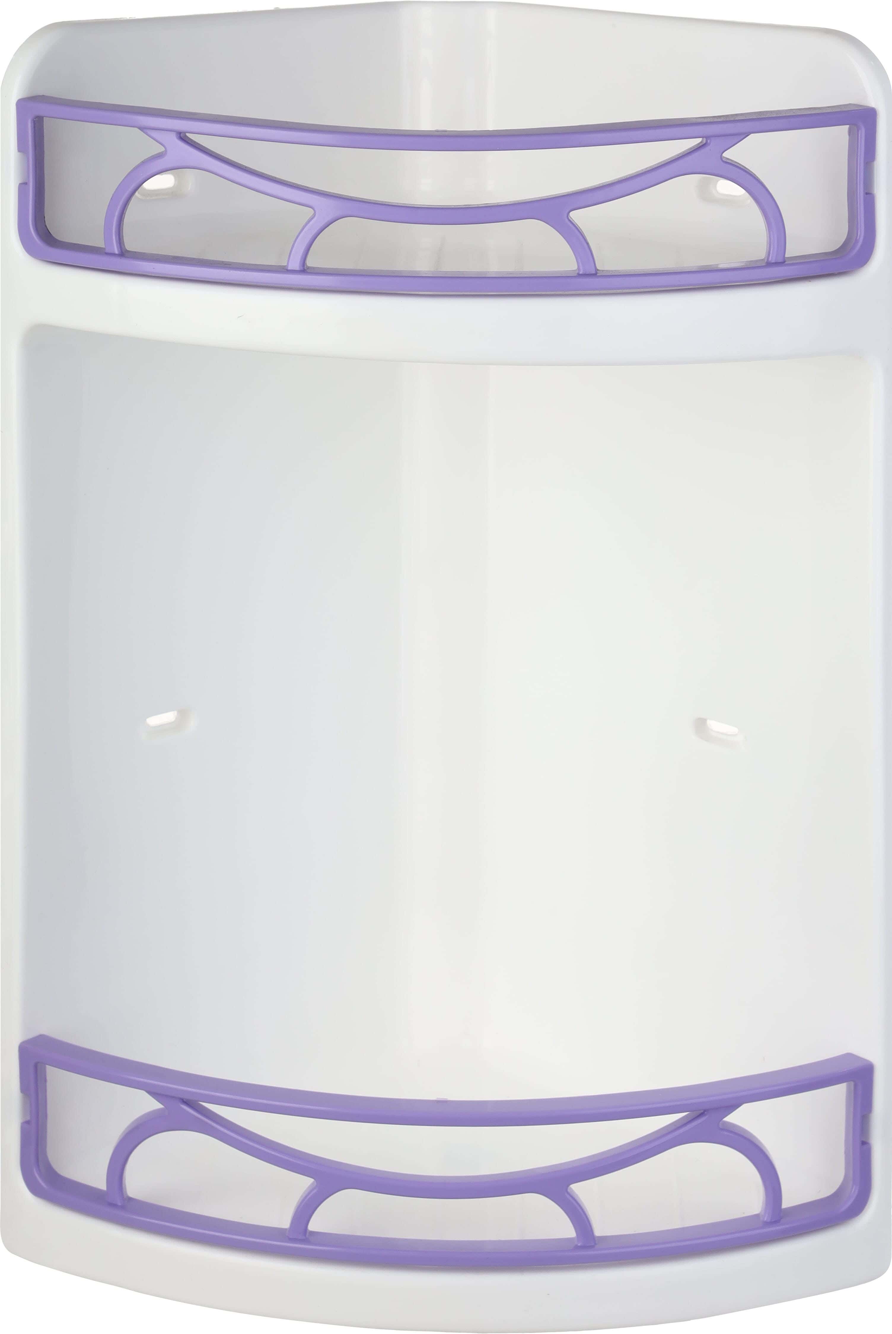 Lamsa Plast Plastic bathroom corner, 2 Tiers, 19×19×41 cm - White Mauve