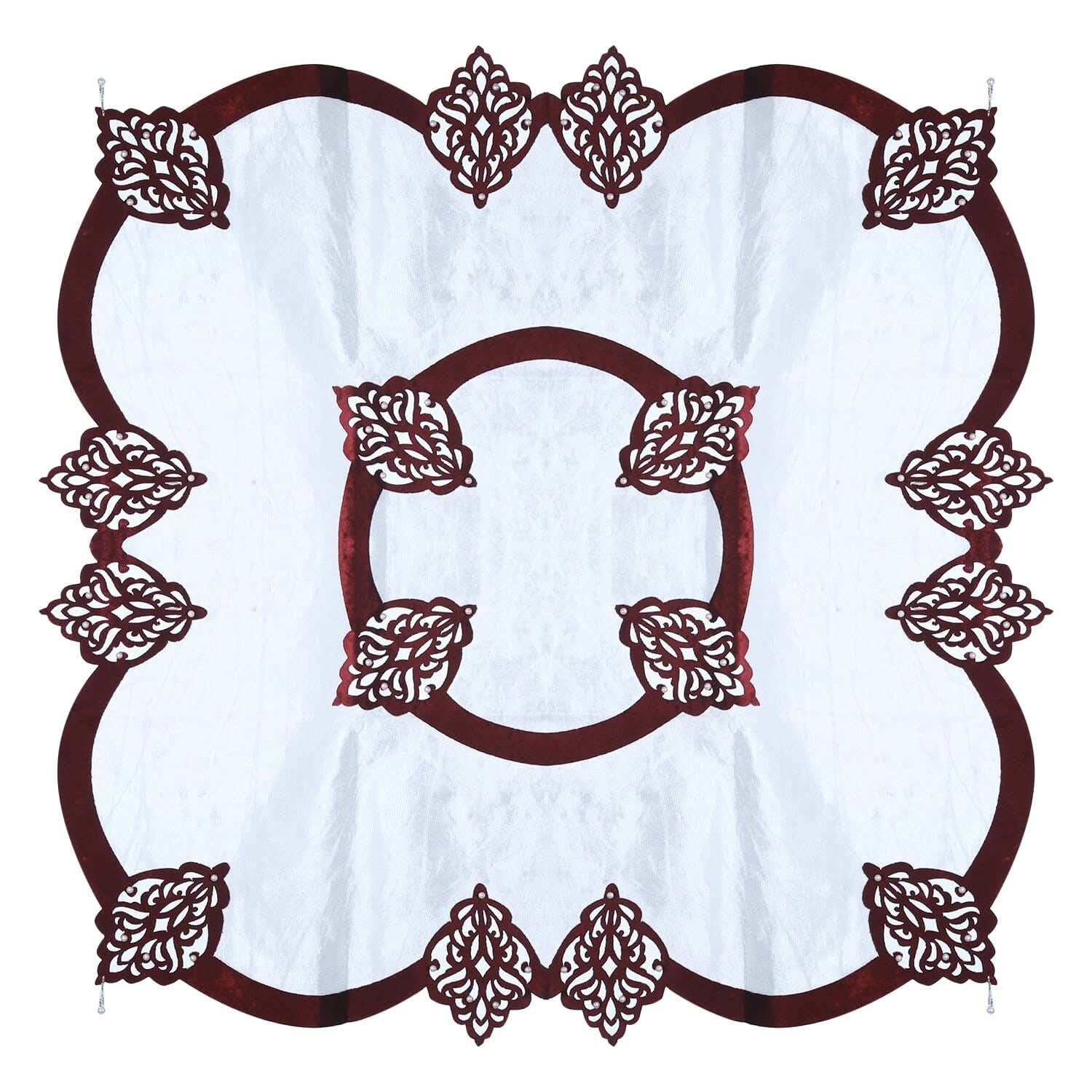 Velvet Square Tablecloth, 90×90 cm, 250 g - White Red