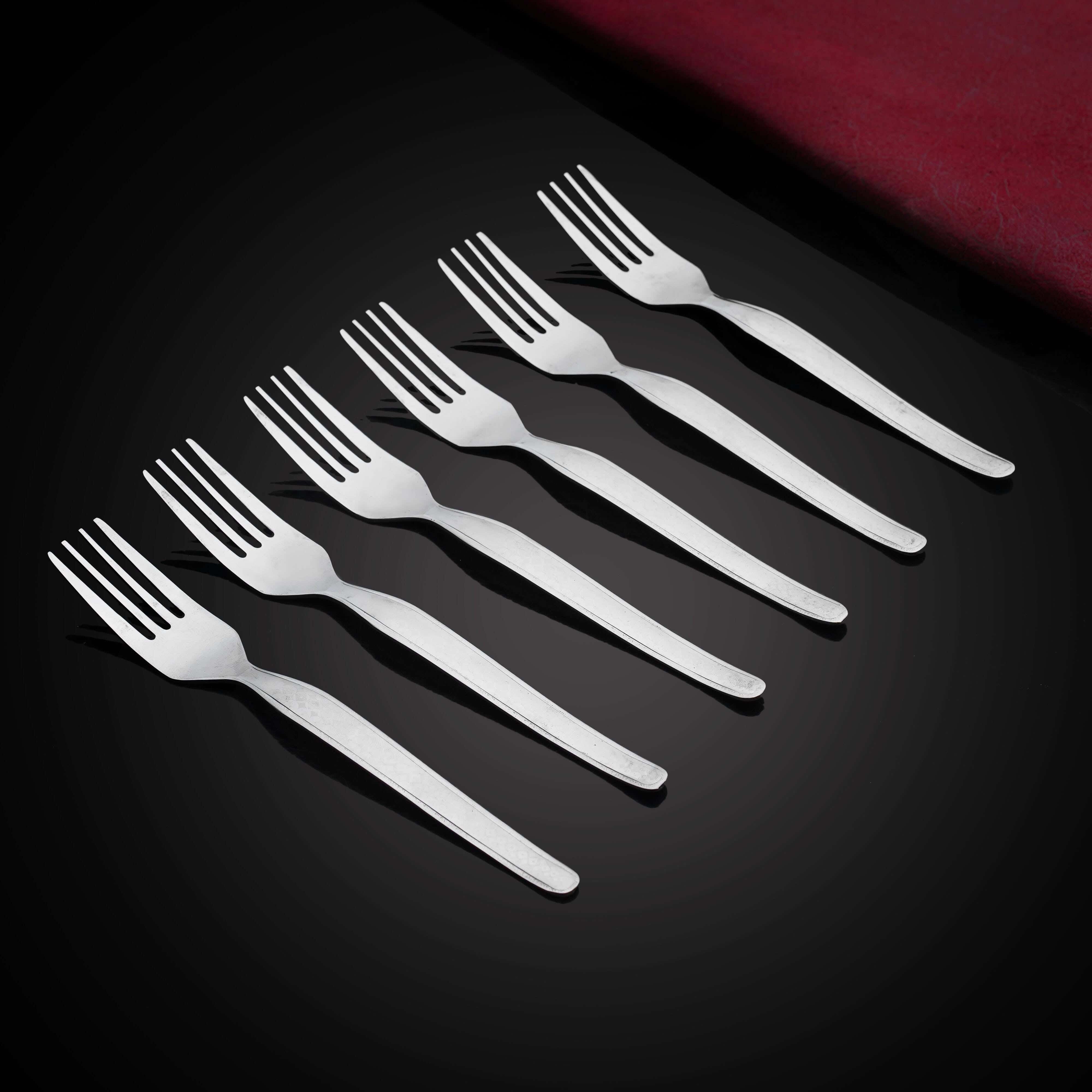 Top One Stainless Steel Dessert Fork Set, 6 Pieces, 15 cm - Silver