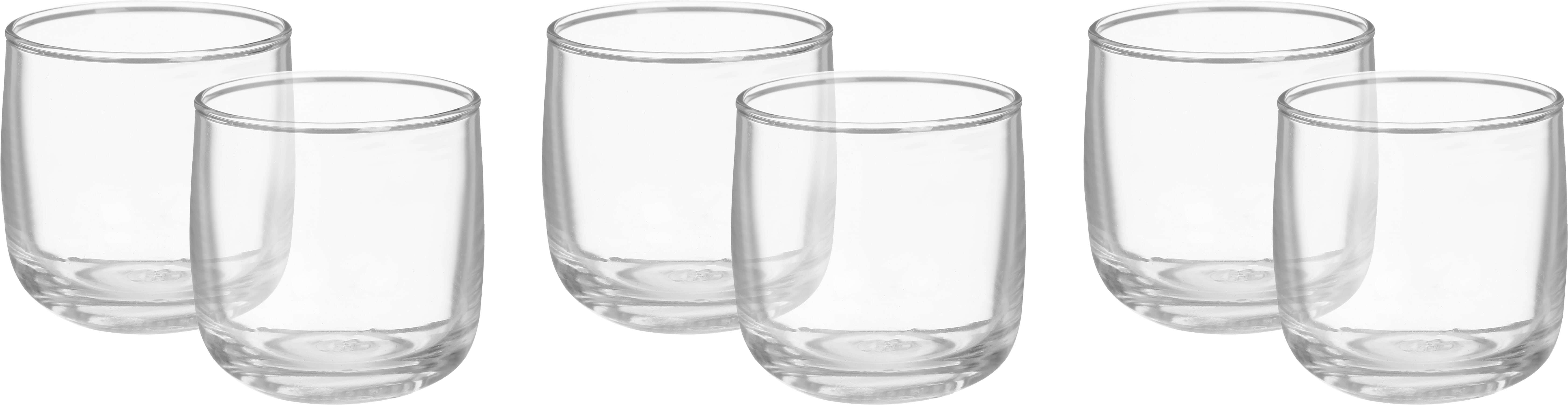 Ocean Glass Coffee Cup Set, 6 Pieces, 170 ml - Clear