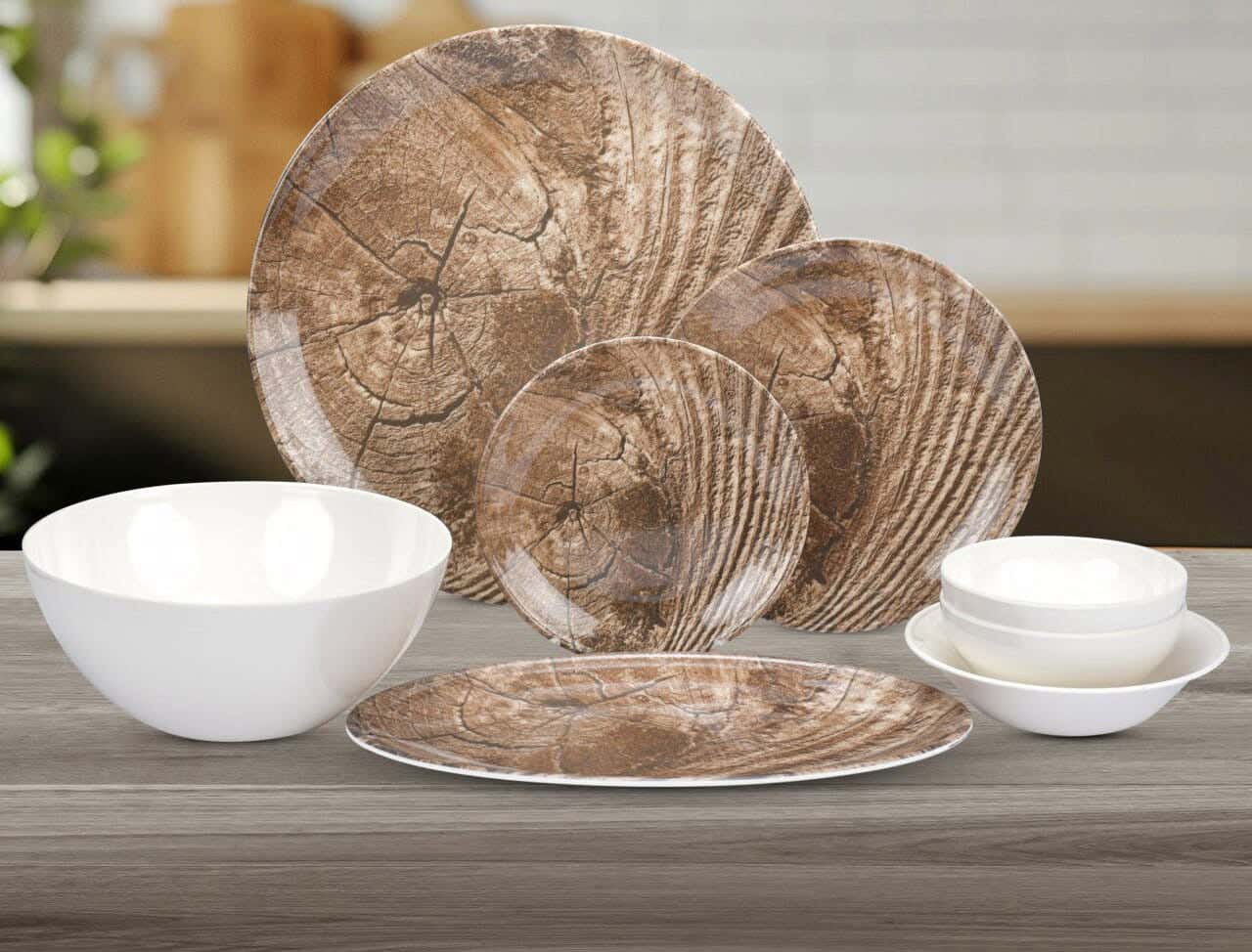 Inspire Melamine Dinner Set, 27 Pieces - Multicolor