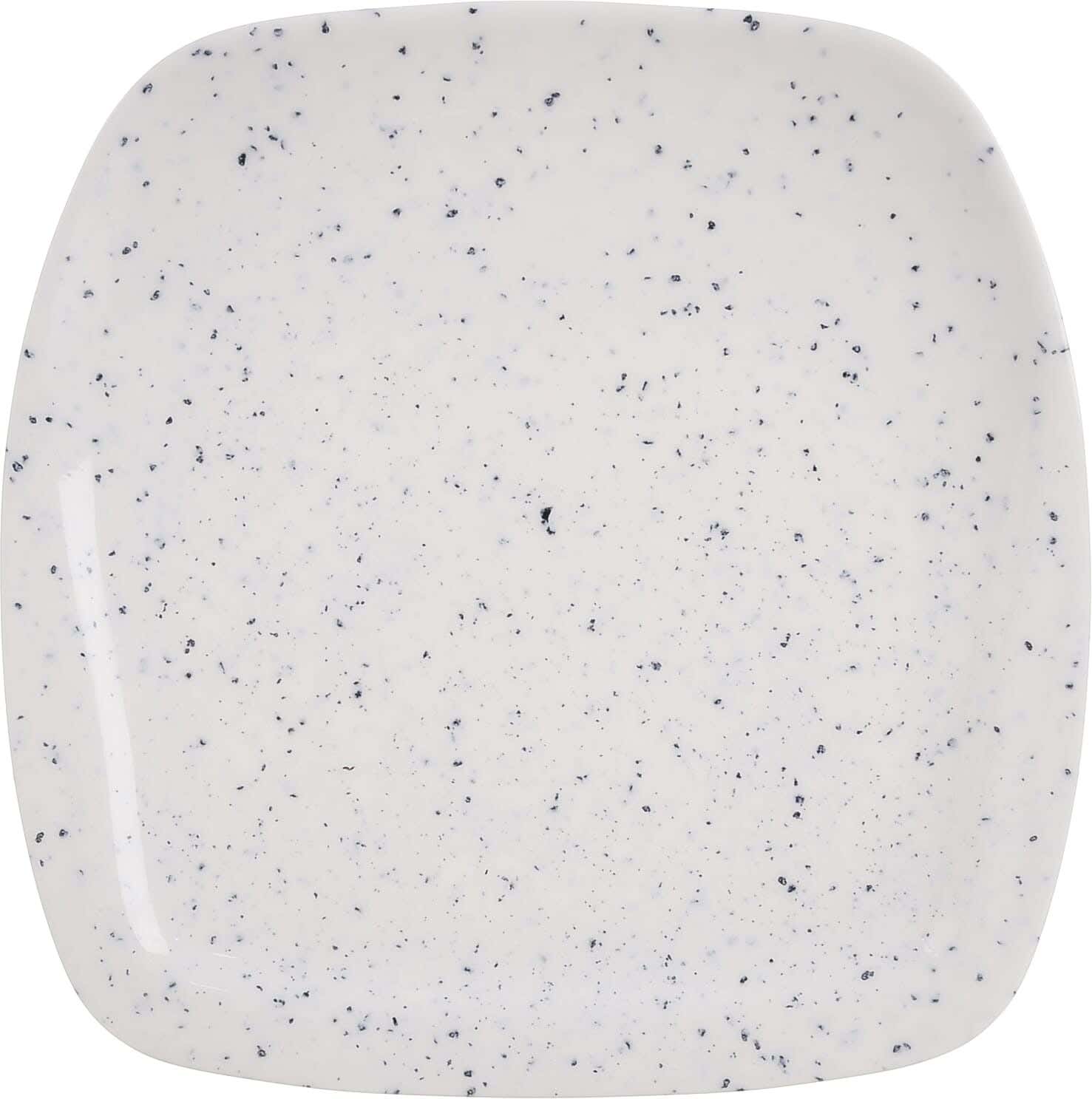 Bright Designs Square Melamine Flat Plate, 22 cm - White Black