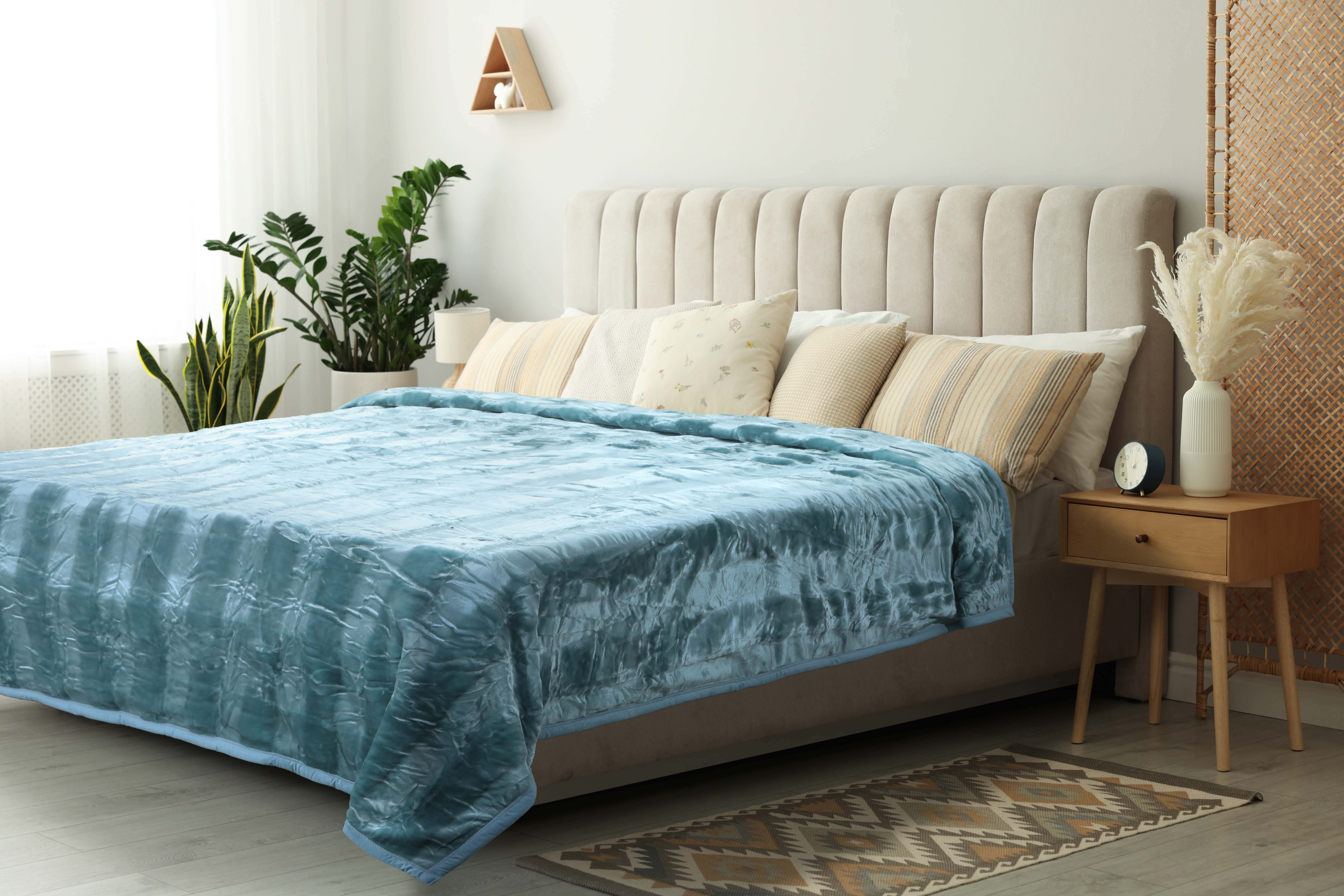 Marbella Velvet Blanket Two Layer, 220x240cm, Approximately 3500 gm - Turquoise