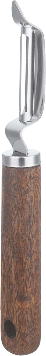 Stainless Steel Vegetable Peeler, Wooden Handle, 20 cm - Silver Brown