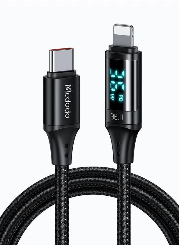 Mcdodo Lightning Type-C Cable, 36W Fast Charger, CA-1030 - Black