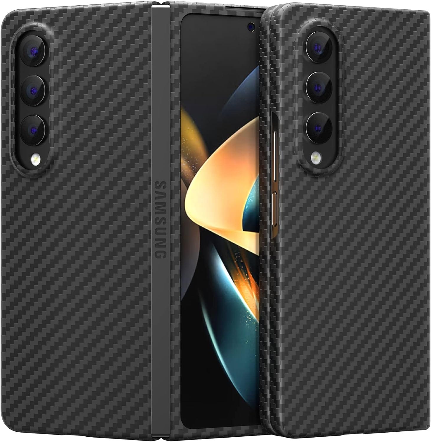 Real Carbon Fiber With Military-Grade Drop Protection For Samsung Galaxy Z Fold 4 5G - Black
