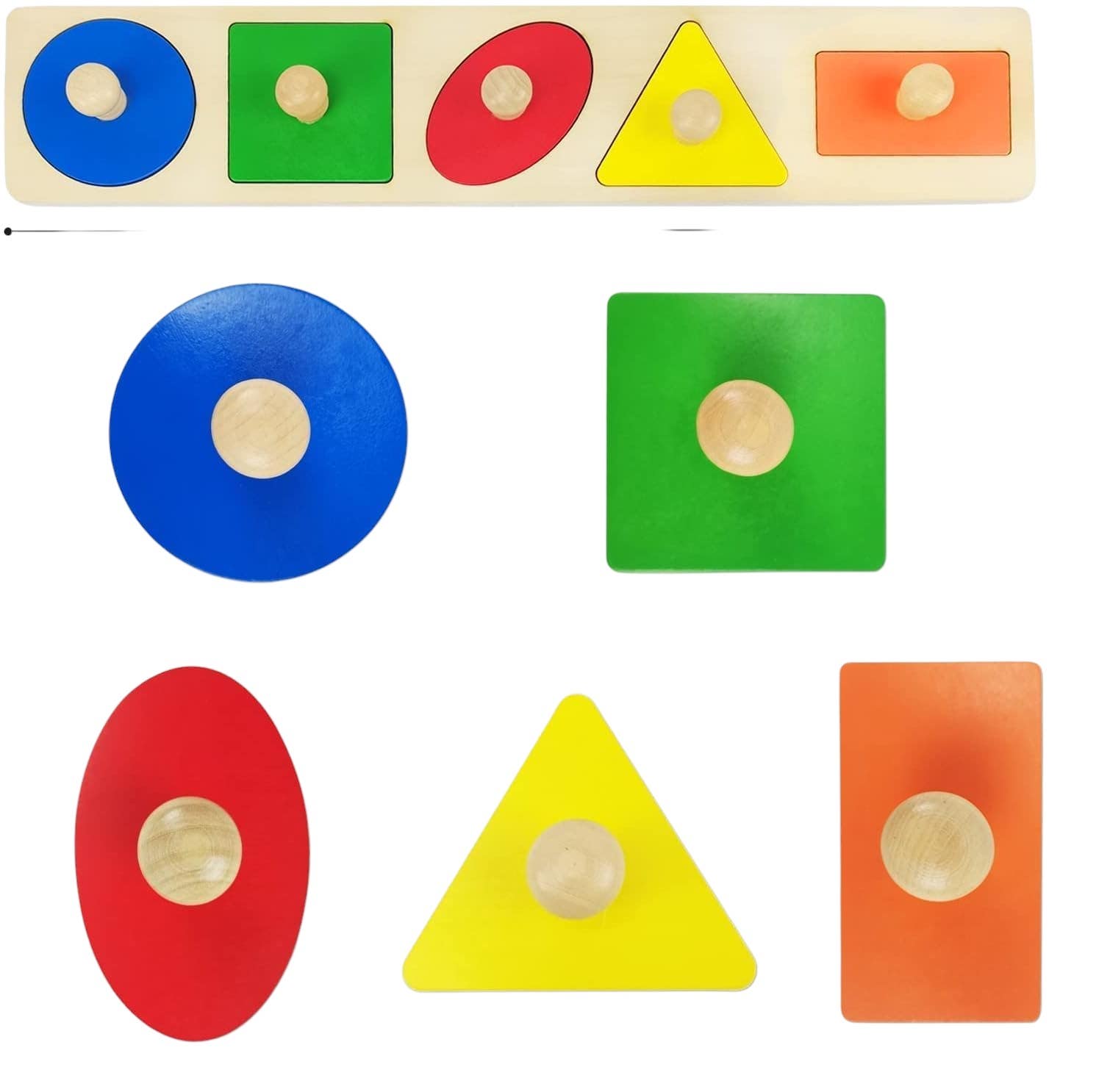Geometric Shapes Design Wooden Assembly Puzzle - Multicolor