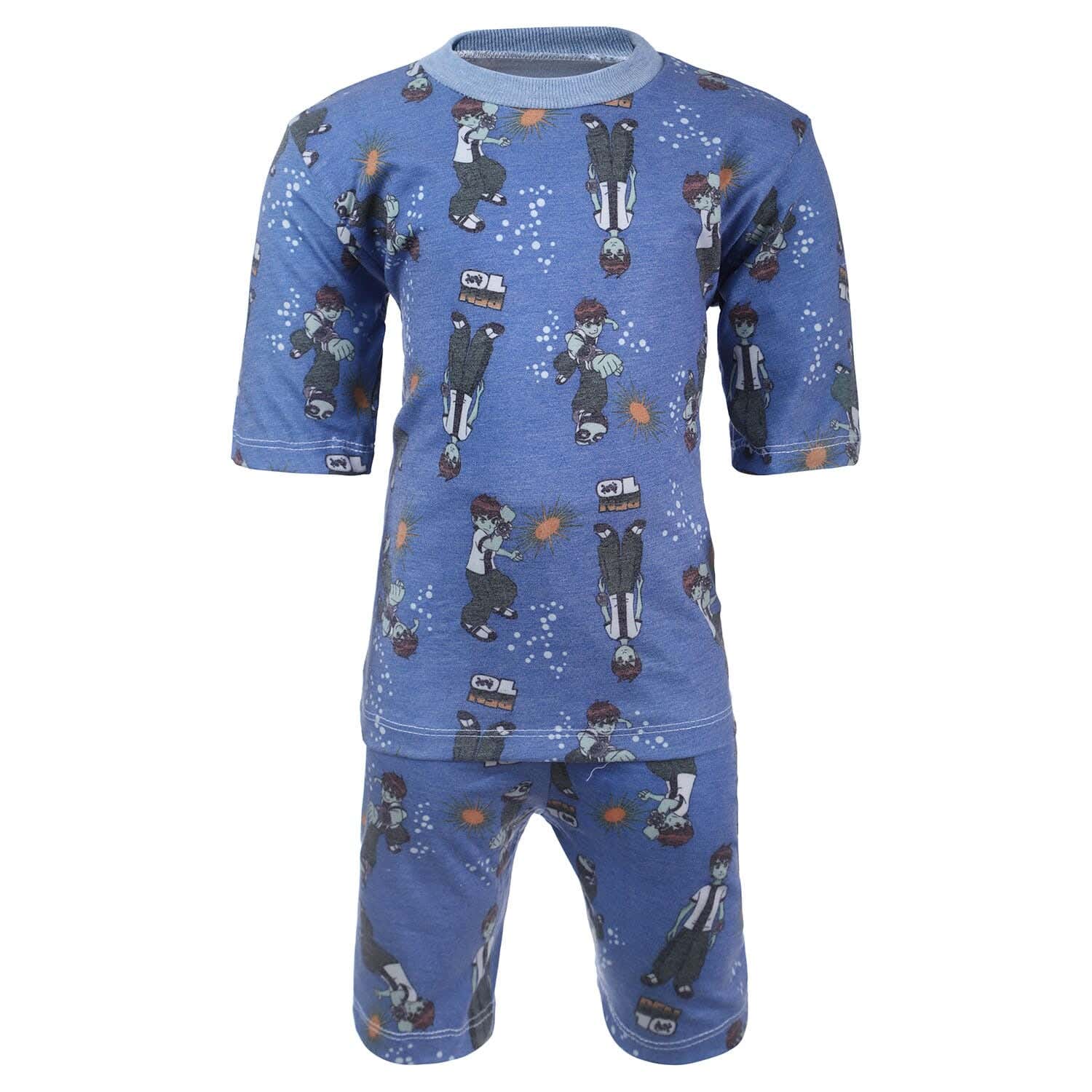Lycra Pajama Set for Boys, 2 Pieces, Size 1-2 Years - Blue