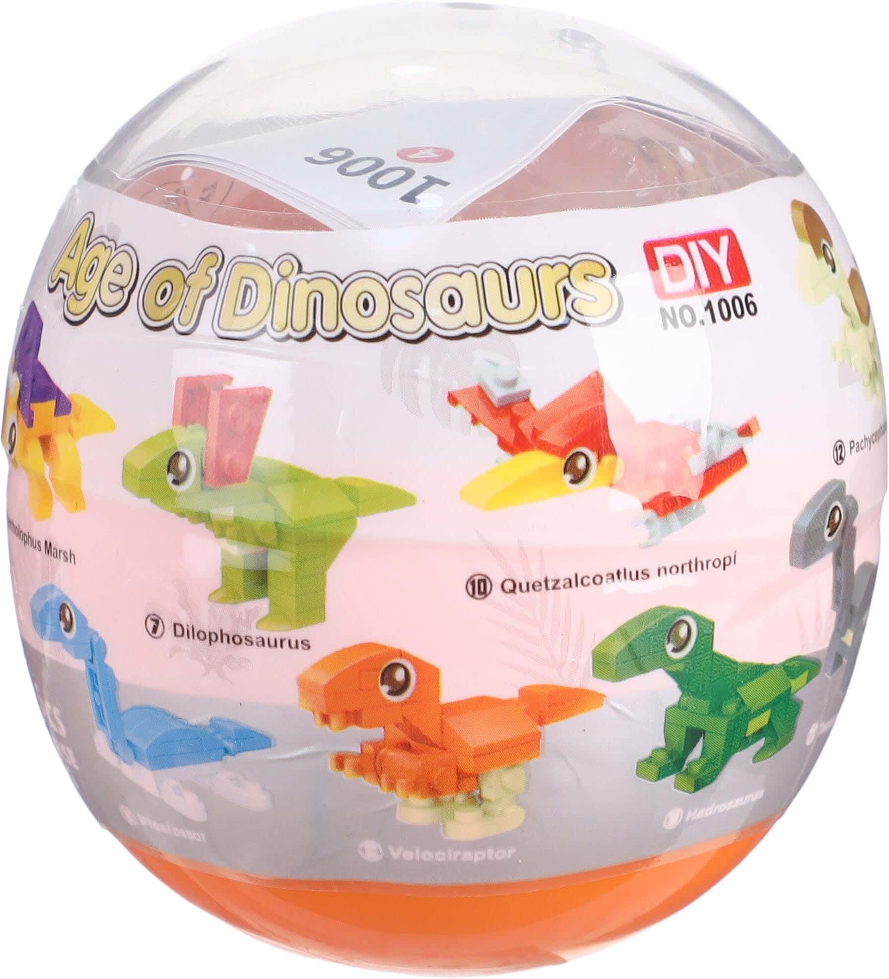 Plastic Egg Shape Blocks Dinosaur Making Toy - Orange