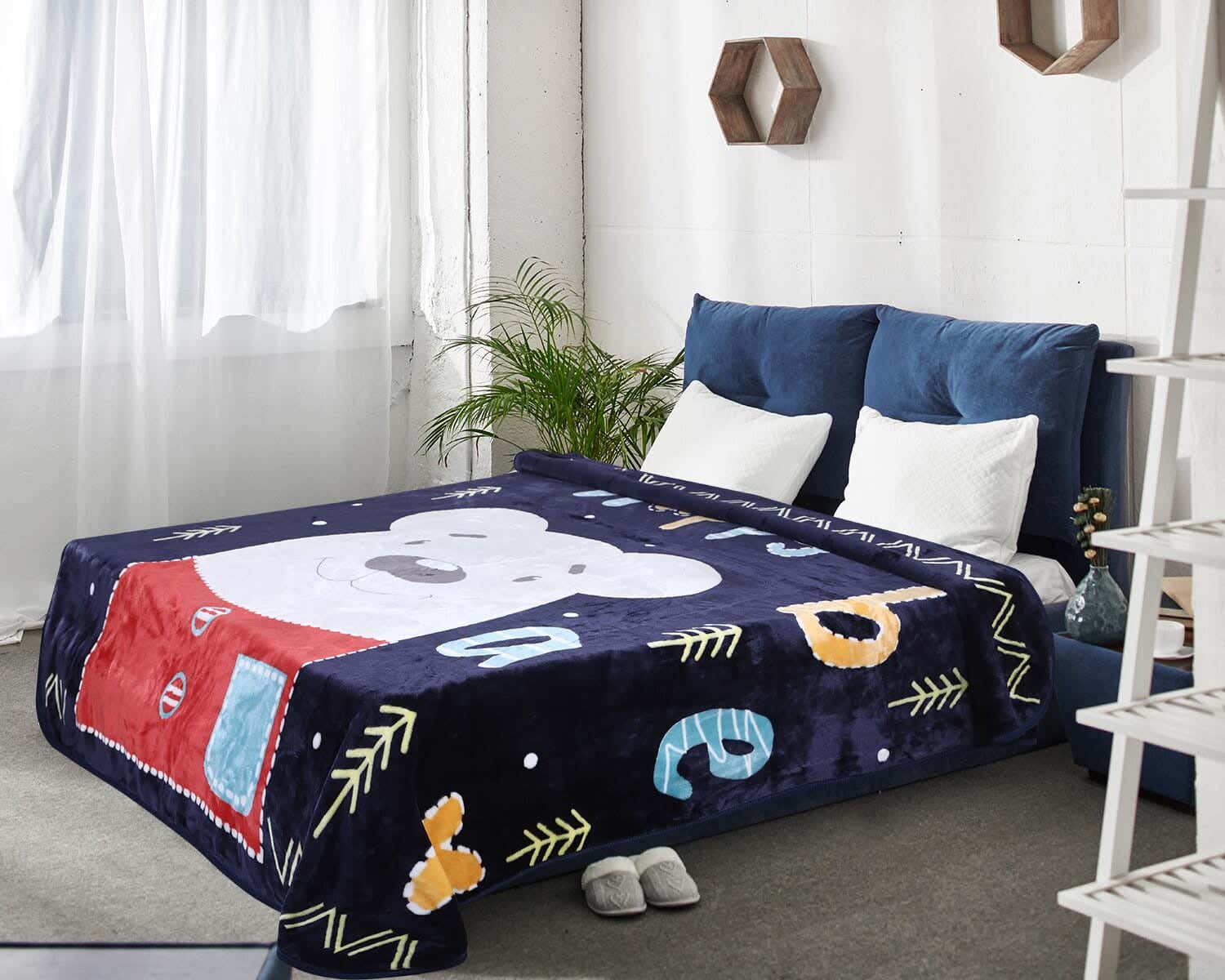 Romance Nova Velvet Children'S Blanket Set, 2 Pieces, 180×240 cm - Navy