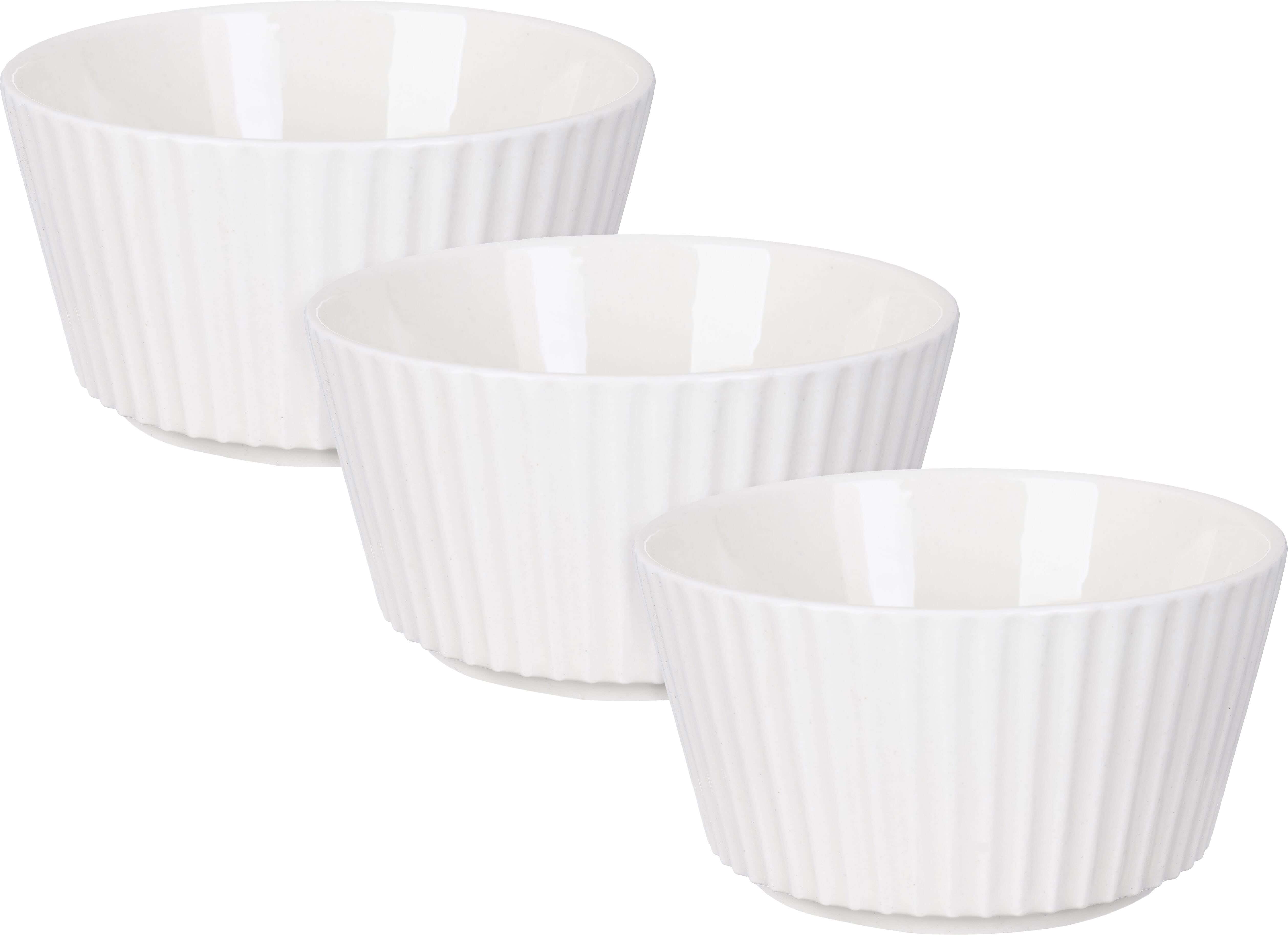 Round Porcelain Bowl Set, 3 Pieces, 11 cm - White