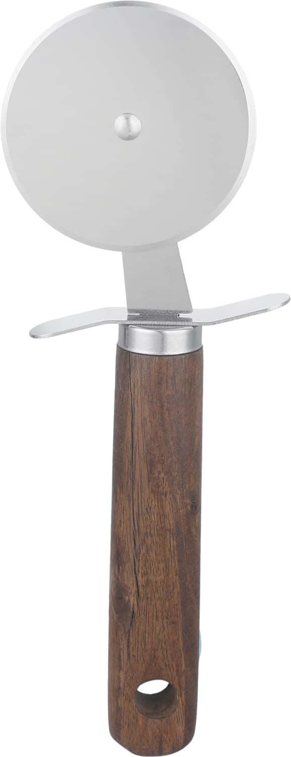 Stainless Steel Pizza Slicer, Wooden Handle, 20 cm - Silver Brown