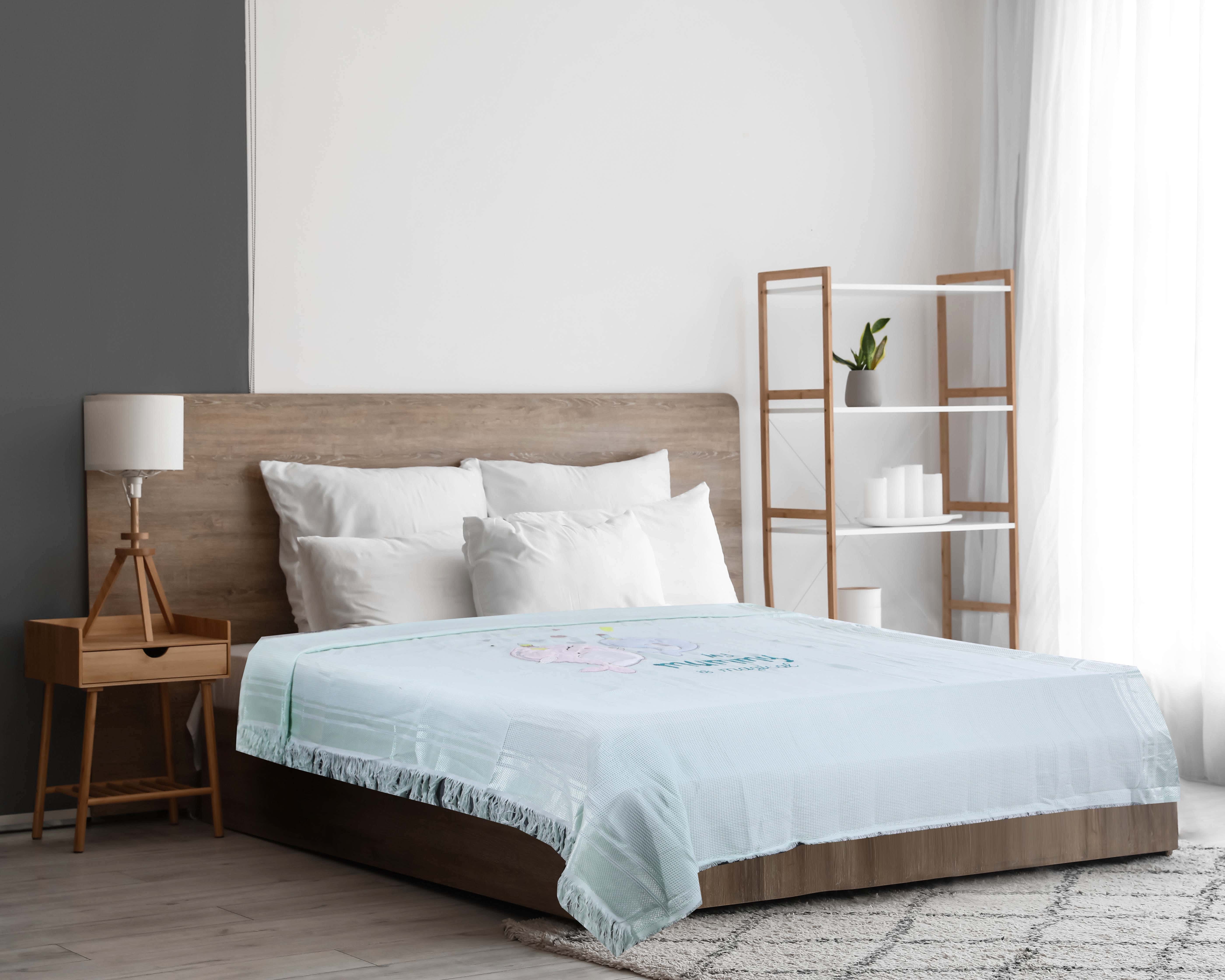 White Gold Becca Cotton Children'S Comforter Set, 8 Pieces, 240X200 cm, 5250 Grams - Light Green