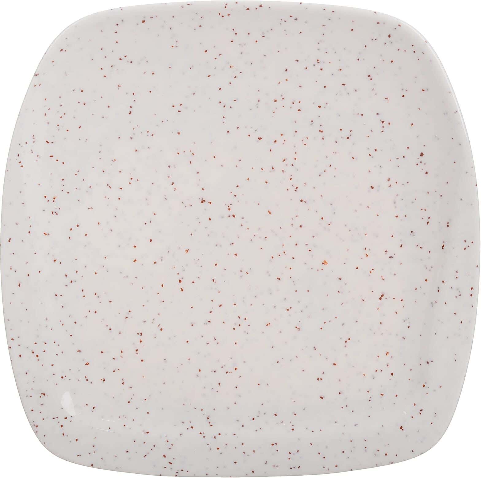 Bright Designs Square Melamine Flat Plate, 22 cm - White Red