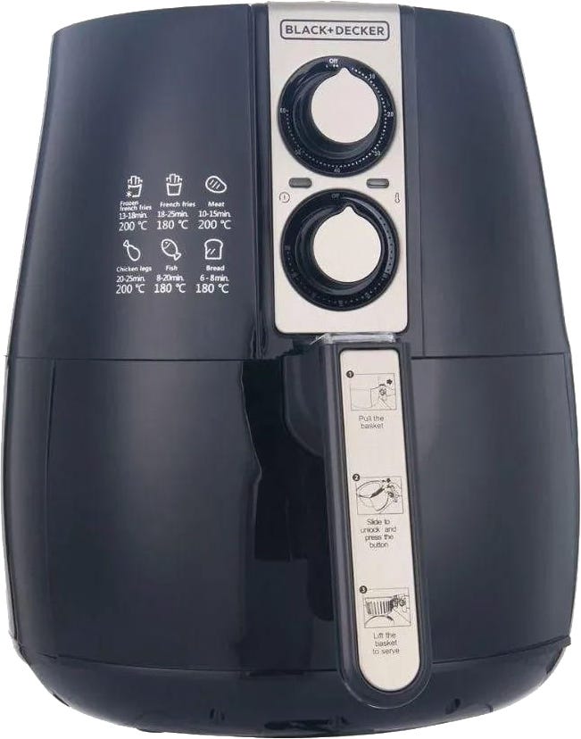 Black & Decker AF300 Fryer Without Oil, 4 Liter, 1500 Watt - Black