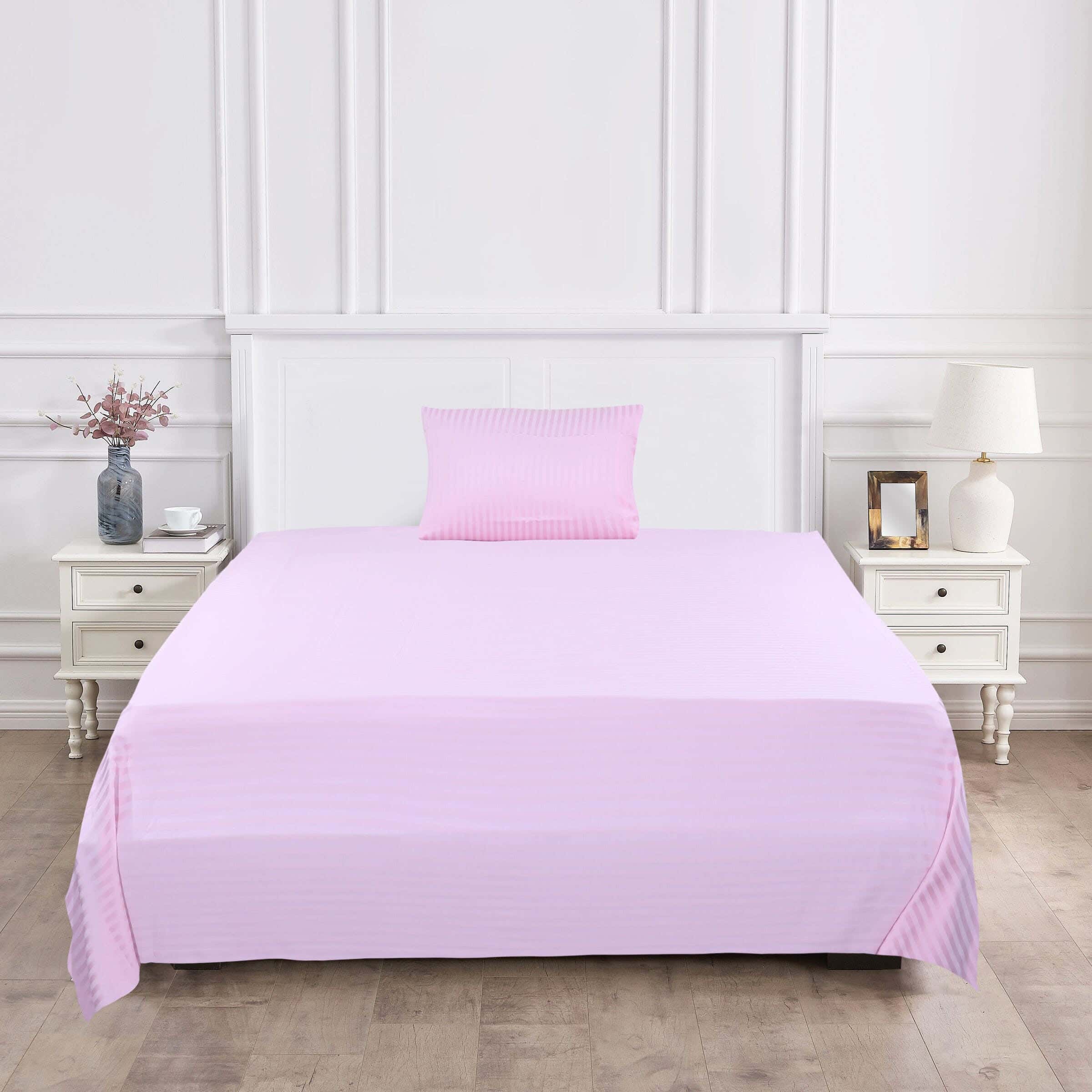 Al Maamoun Cotton Bed Sheet Set, Two Pieces, 240×180 cm, 800 gm - Rose