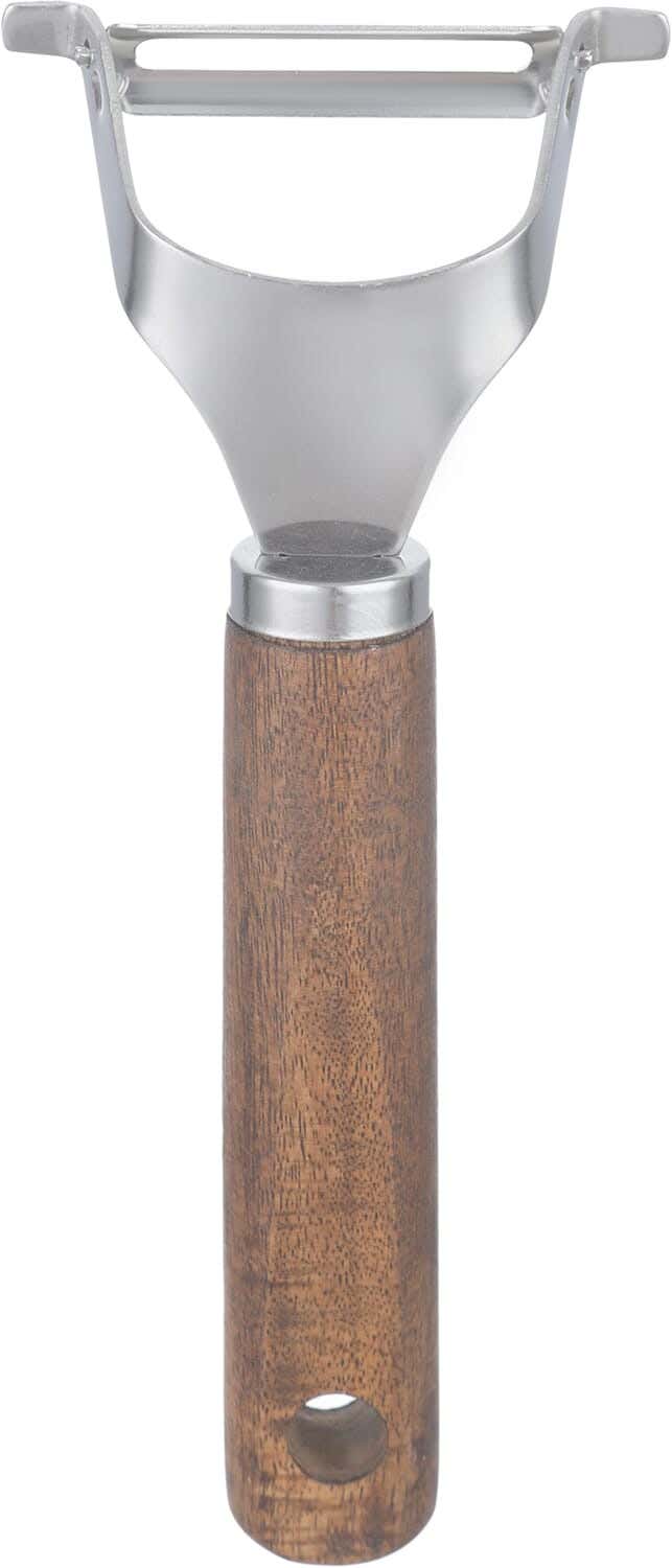 Stainless Steel Vegetable Peeler, Wooden Handle, 17.5 cm - Silver Brown