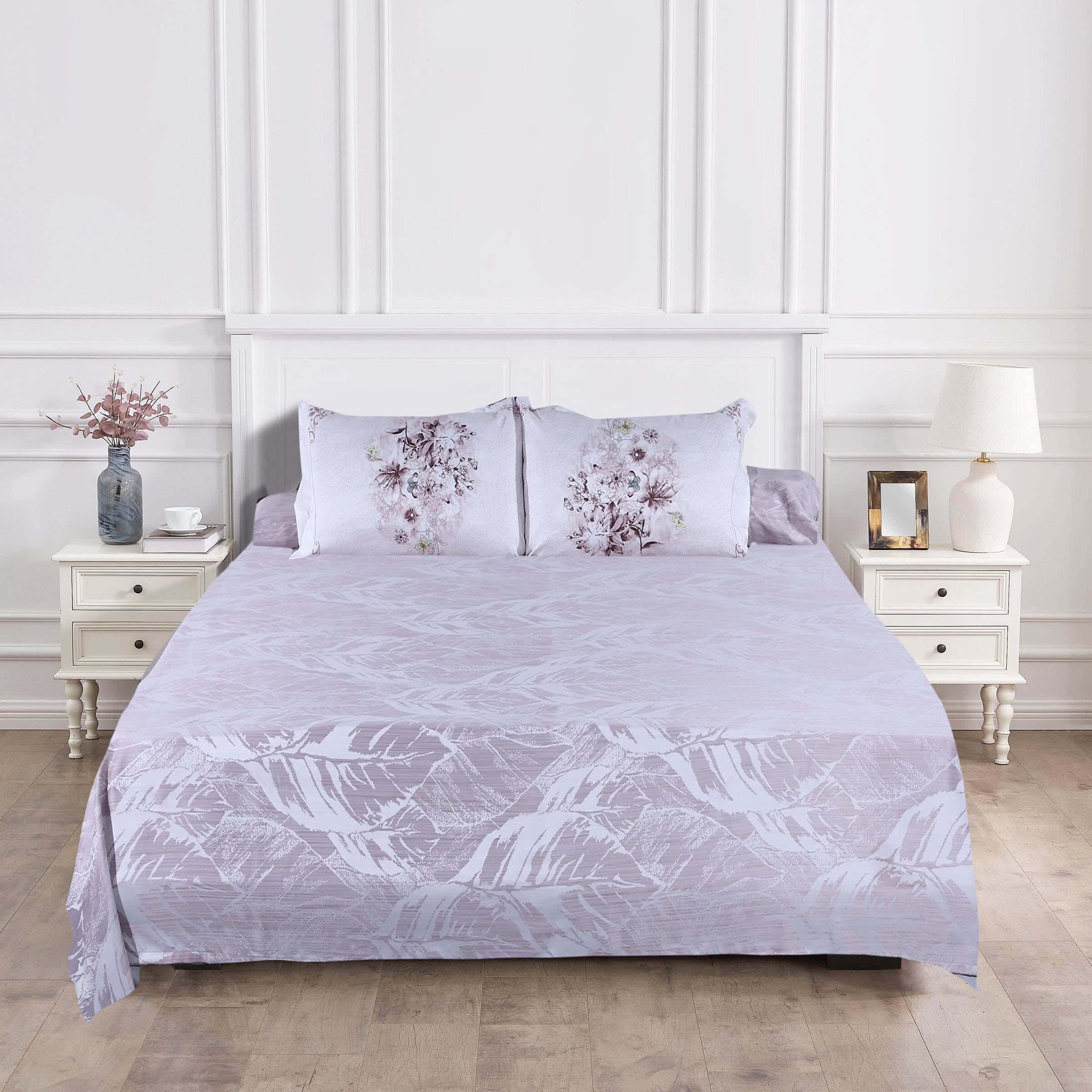 Cotton Printed Bed Sheet Set, 4 Pieces, 250X270 cm, Approx. 2100 Gm - Cachmere