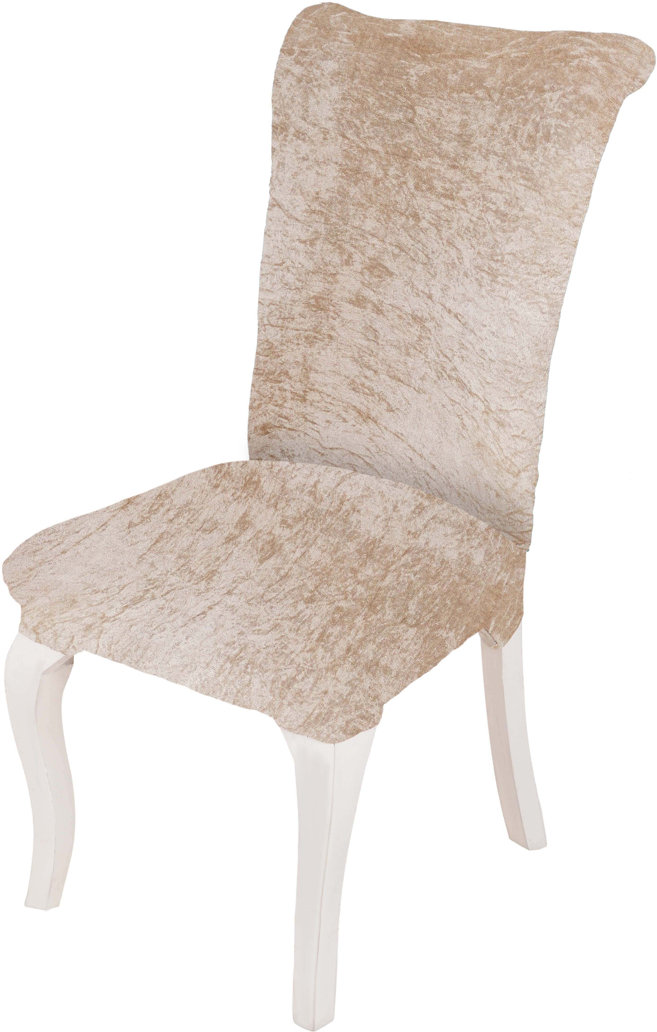 Turkan Velvet Dining Chair Cover, Free size, Approximately 145 gm- Beige
