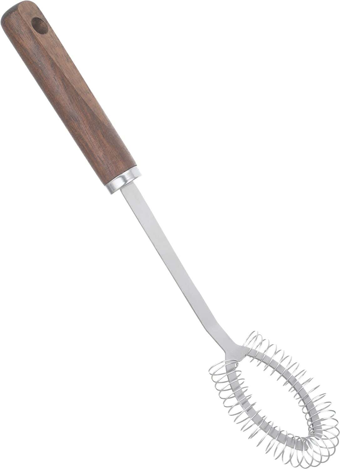 Stainless Steel Egg Beater, Wooden Handle, 30 cm - Silver