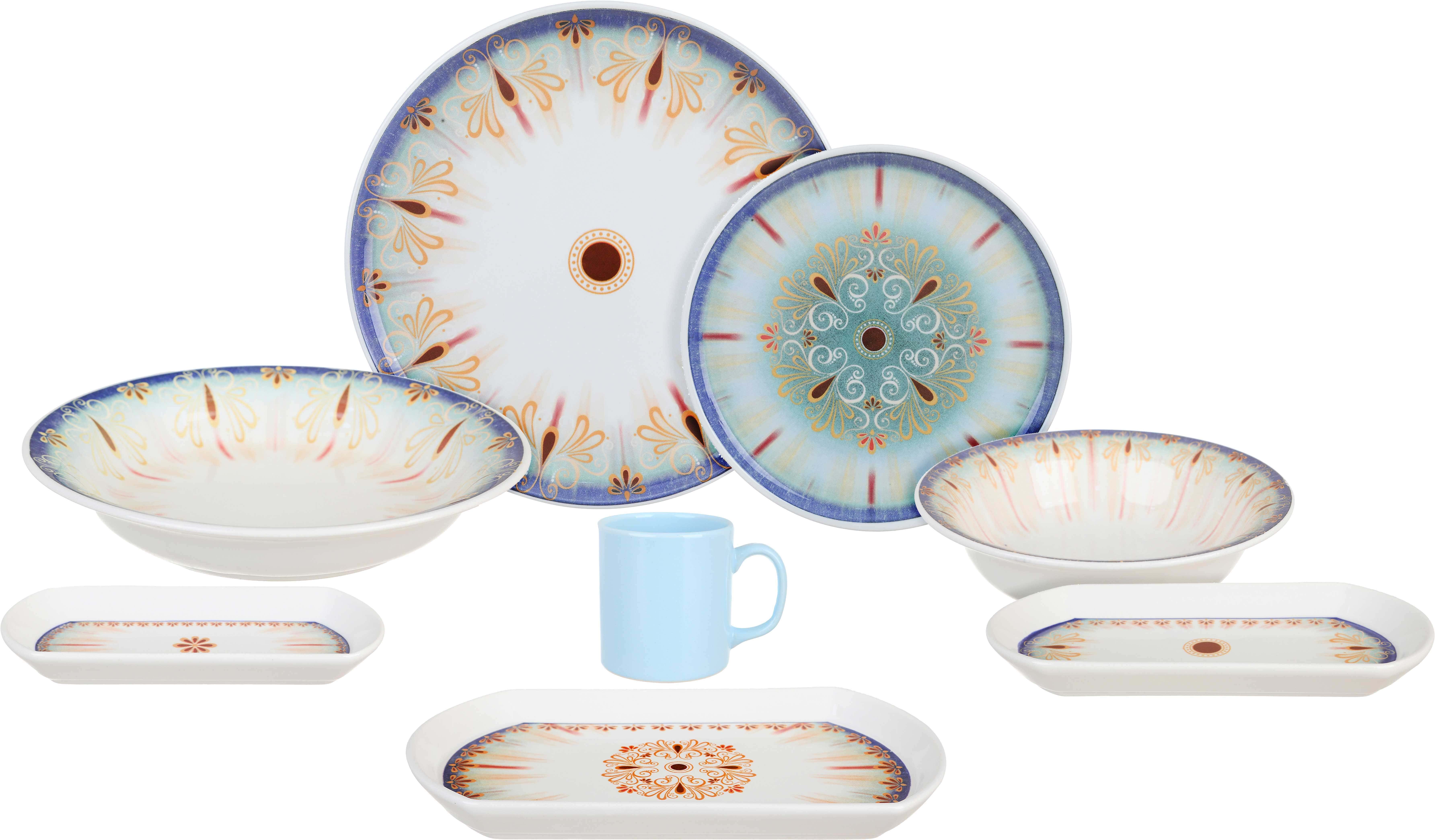 Moultimex Round Porcelain Dinner Set, 35 Pieces - Multicolor