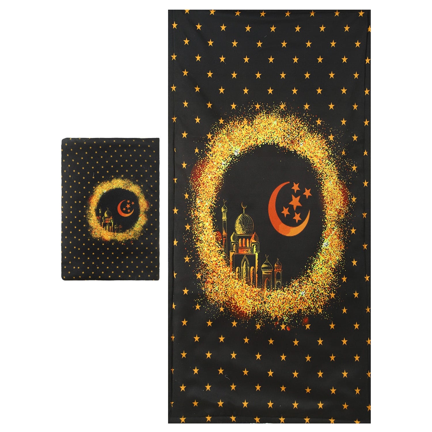 Velvet Prayer Mat with Quran cover, 100×45 cm - Dark Olive Yellow