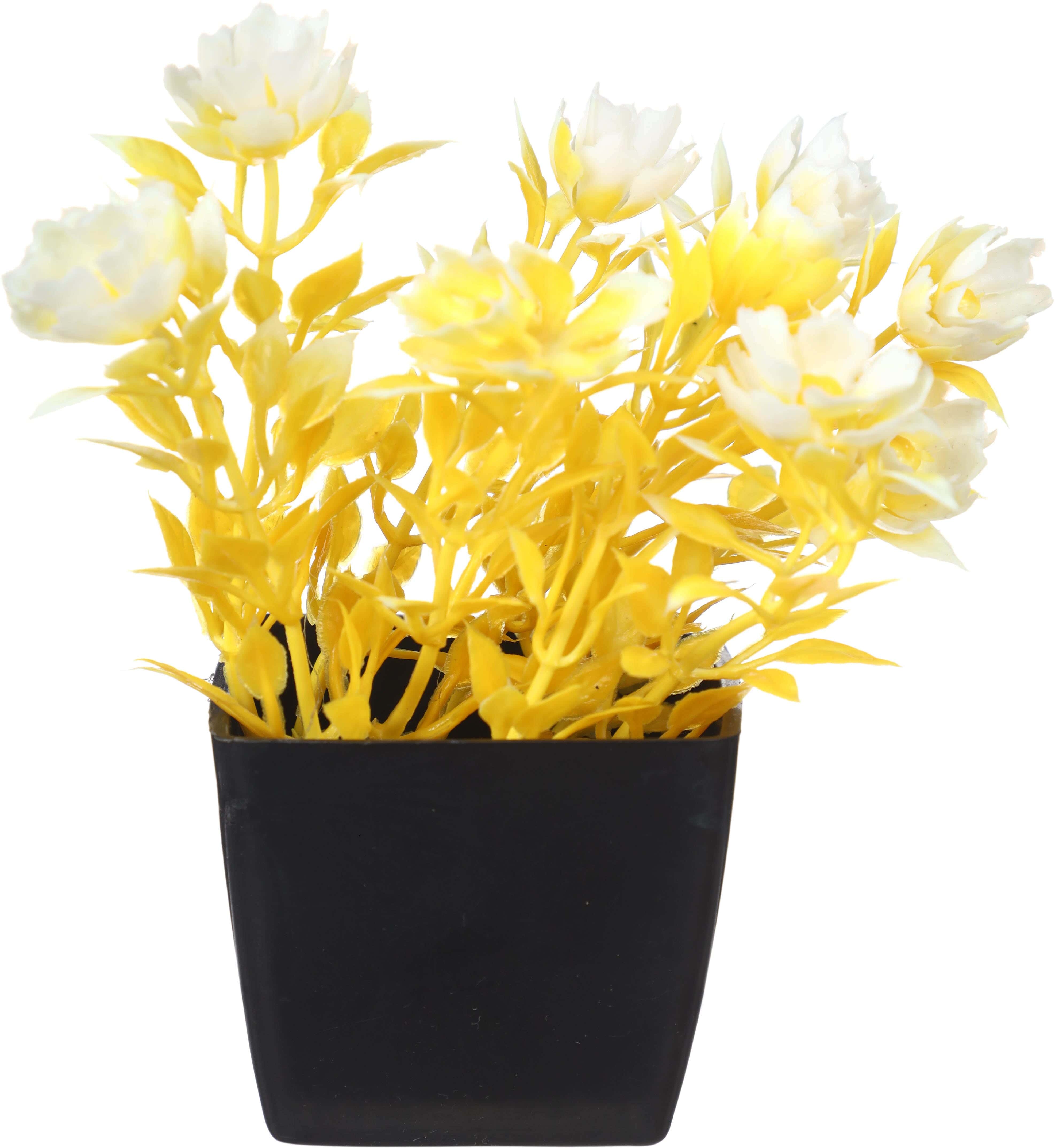 Square Plastic Vase, 5×4 cm - Yellow White