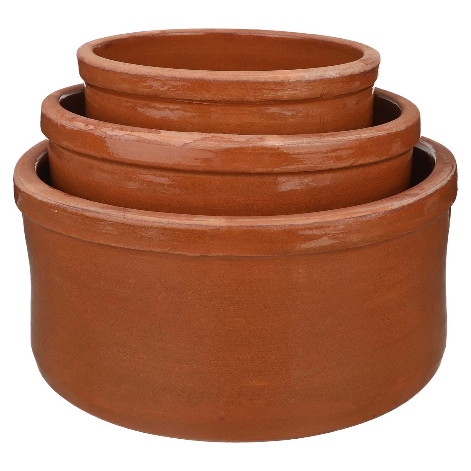 Glaze Pottery Oven Dish Set, 3 Pieces - Brown