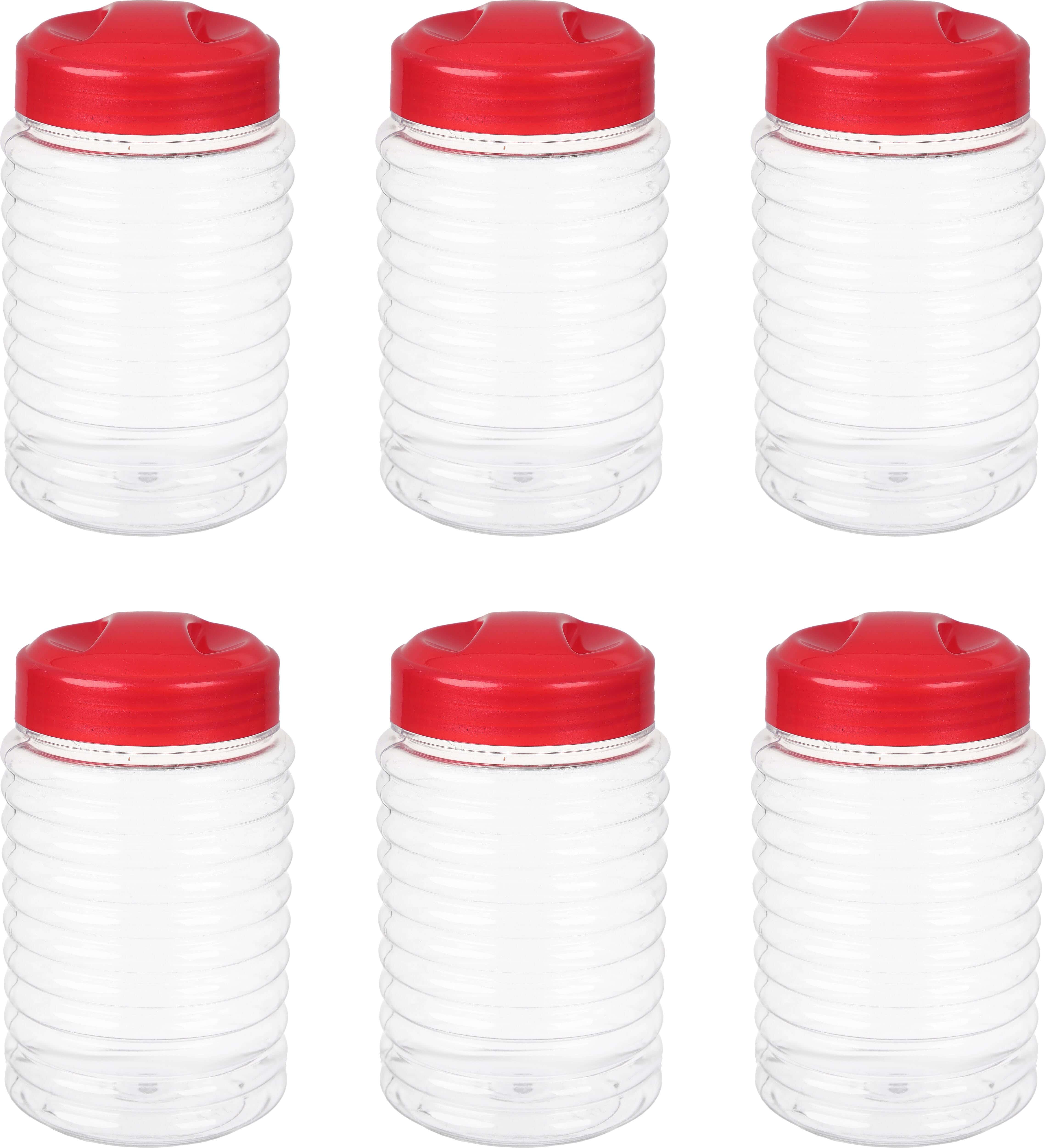Lmsa Plast Plastic Spice Jar Set, 6 Pieces, 470 ml - Red