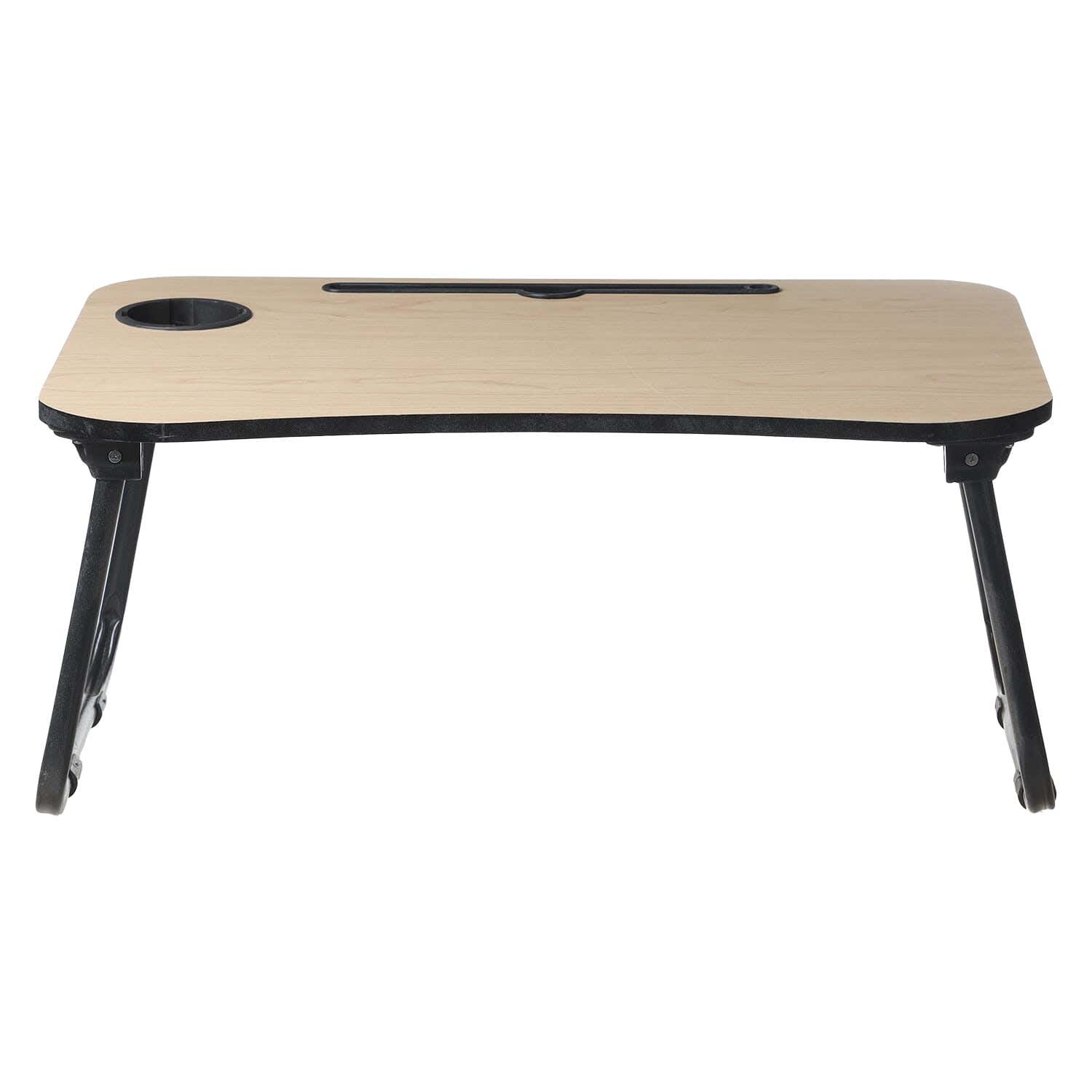 Alealamia Foldable Wooden Laptop Table with Metal Legs, 60×40×28 cm - Light Blue