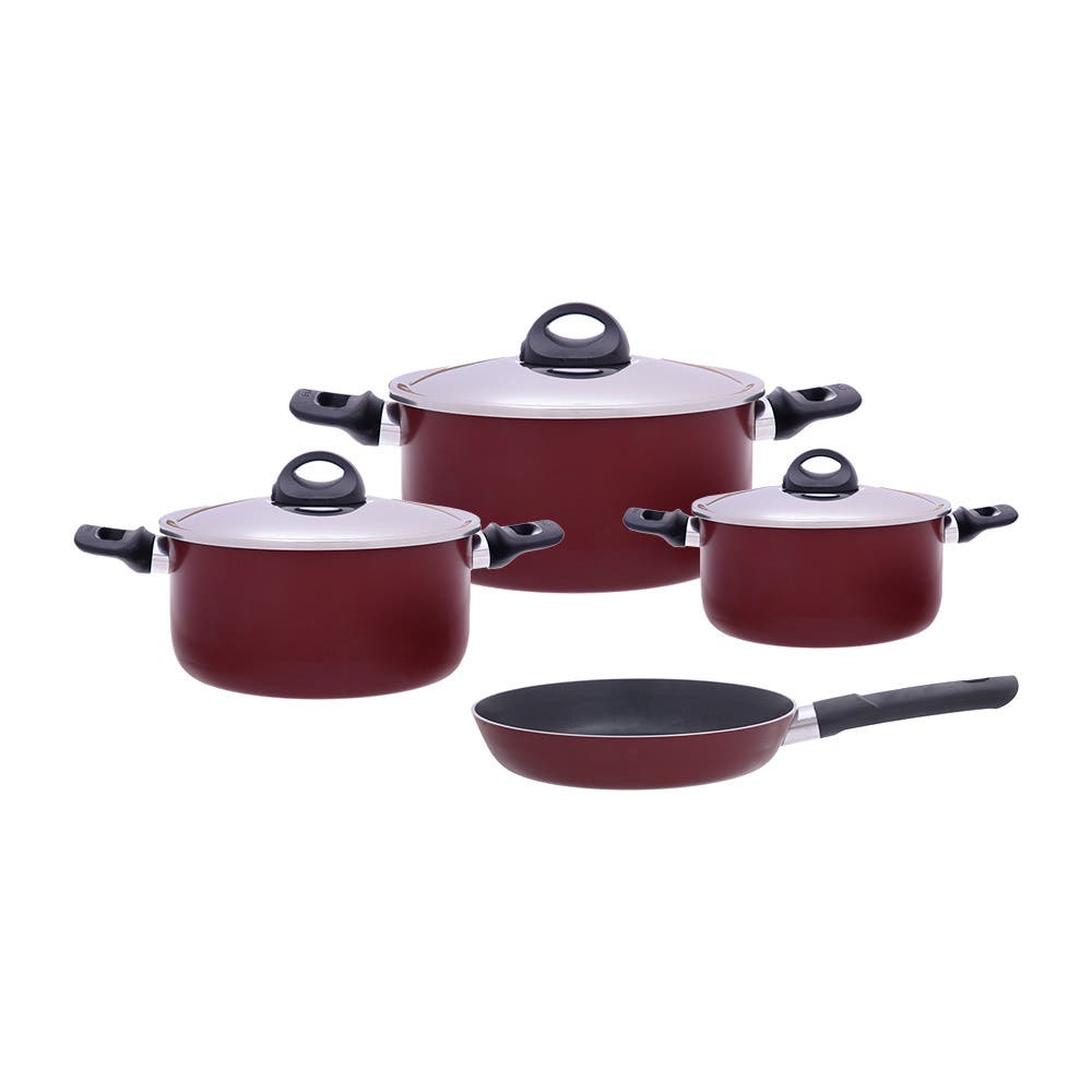Tefal Zahran Armatal Cookware Set, 7 Pieces - Dark Red