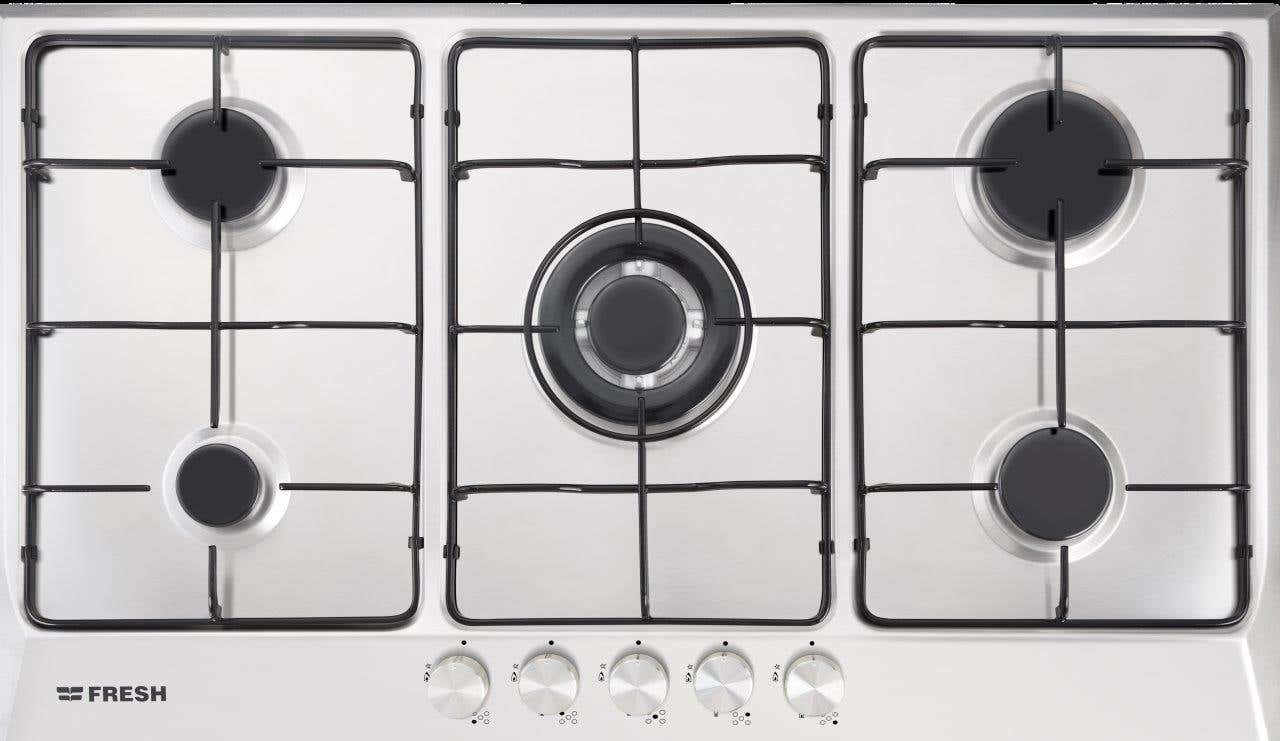 Fresh 8866 Built-in cooker, 5 Gas Burners, 90 cm, Full Safety - Silver