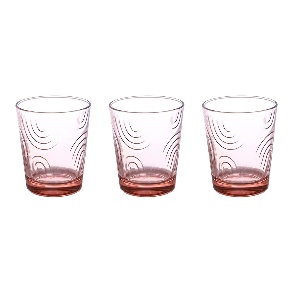 Bromeli Glass Cups Set, 3 Pieces, 235 ml - Light Brown