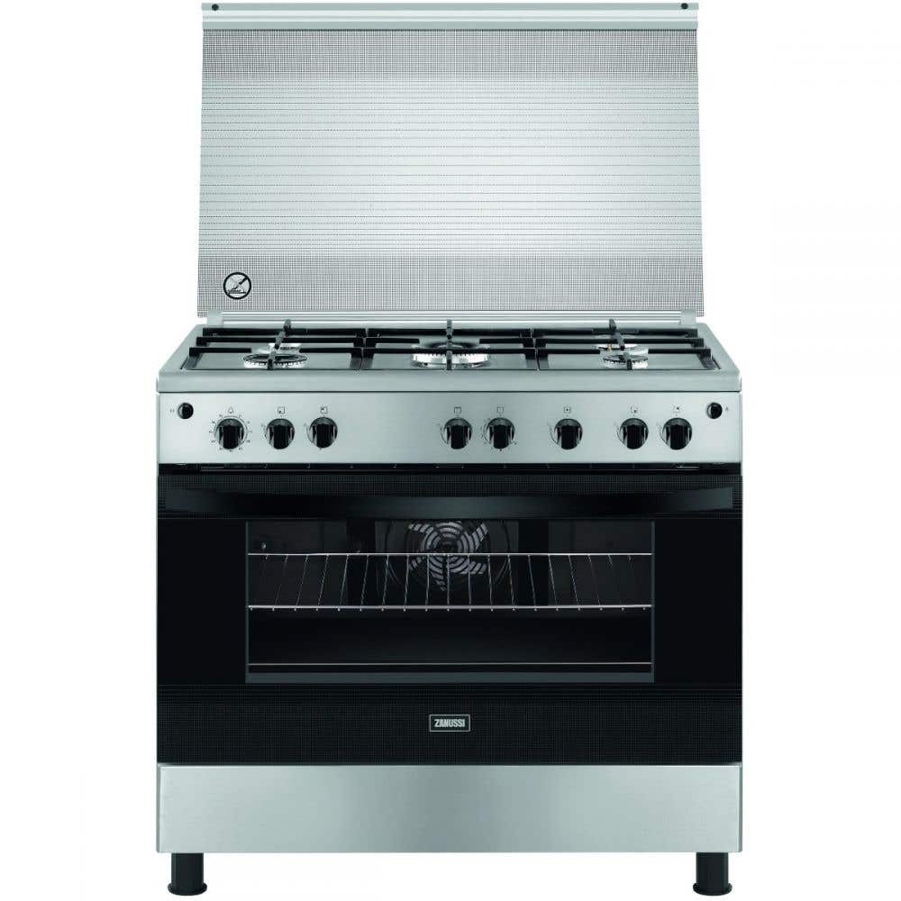 Zanussi CG922A6XB Gas Cooker, 5 Burners, Stainless Steel, 60X90 cm, Full Safety, Fan, Grill, Lamp - Silver