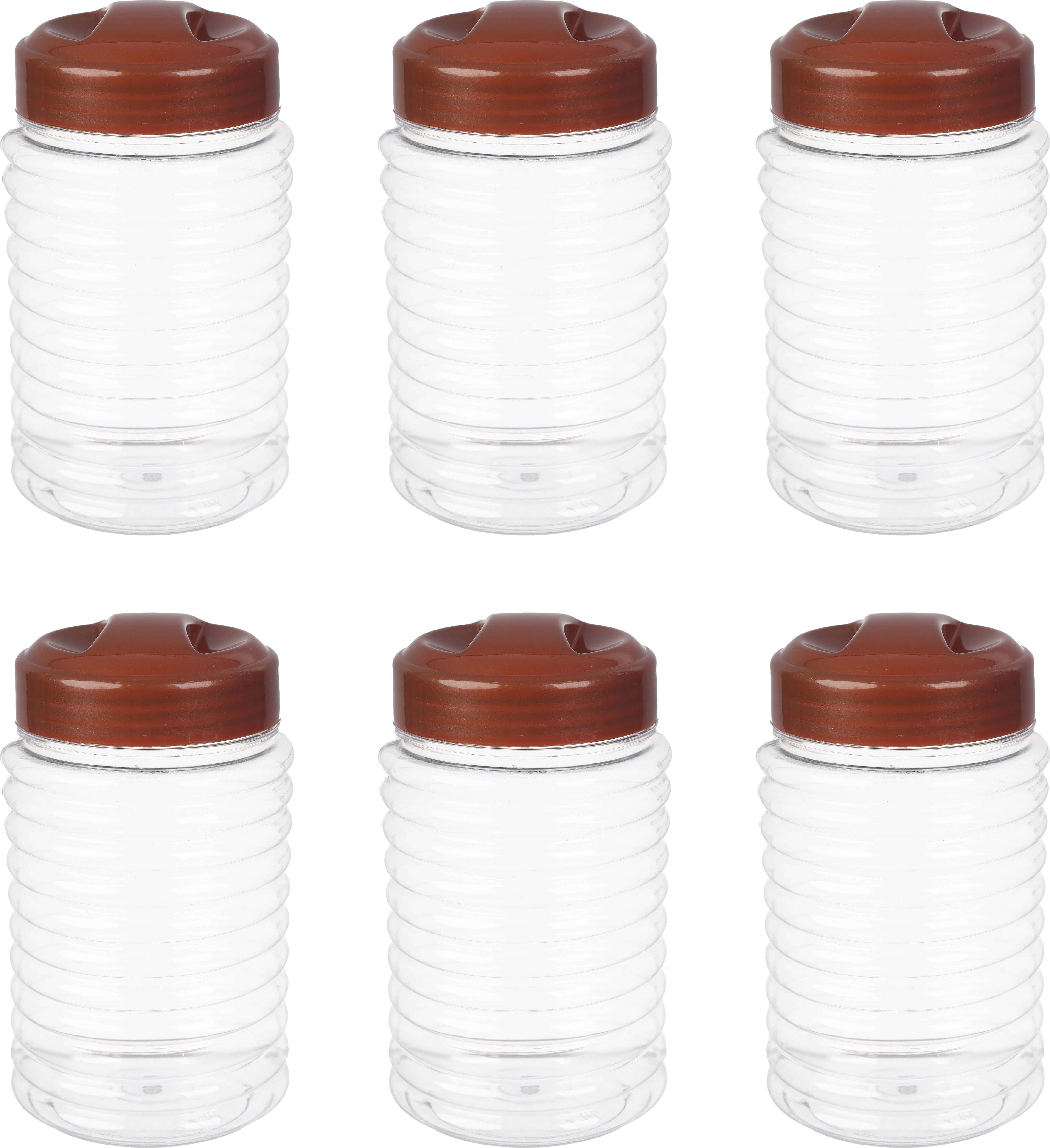 Lmsa Plast Plastic Spice Jar Set, 6 Pieces, 470 ml - Dark Brown