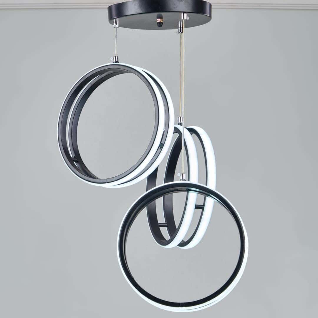 Modern LED chandelier, 45 cm, white, yellow and warm - black