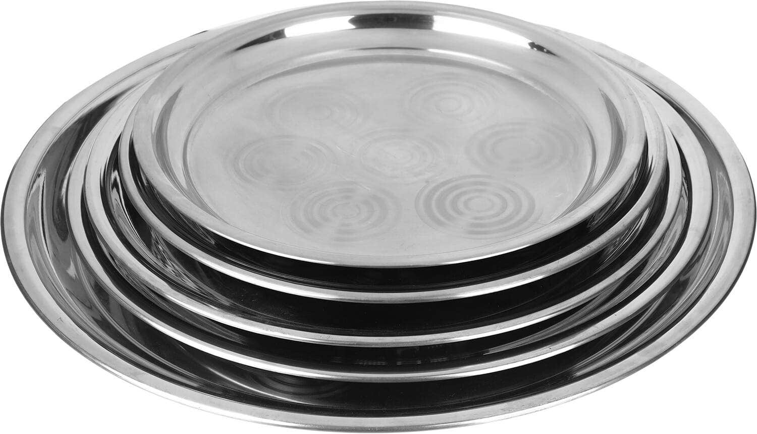 Chef Cook Stainless Steel Serving Tray Set, 5 Pieces - Silver