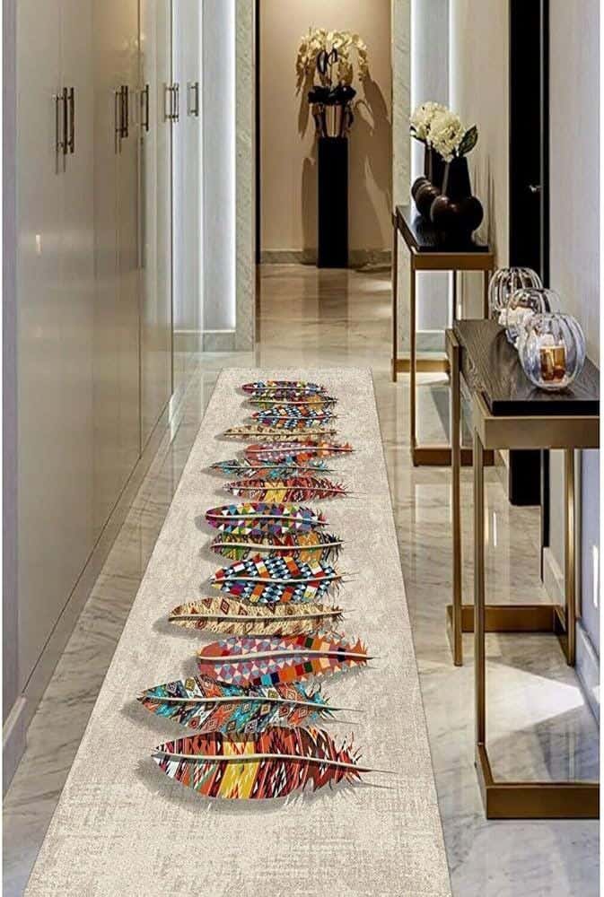 Line Sleep Dots Fabric Door Mat, 100x200 cm - Multicolor