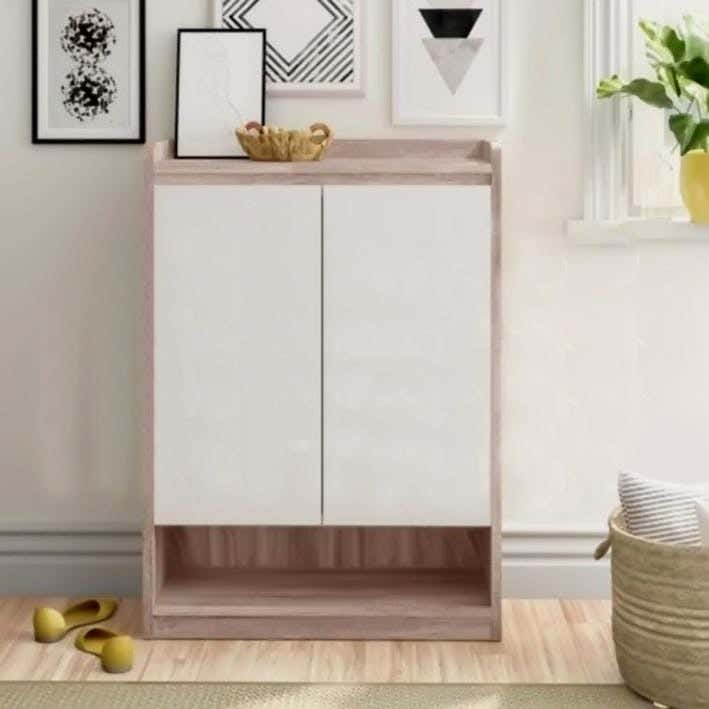 Modern Mdf Wood Shoe Rack, 120 × 35 × 80 Cm - Black Beige