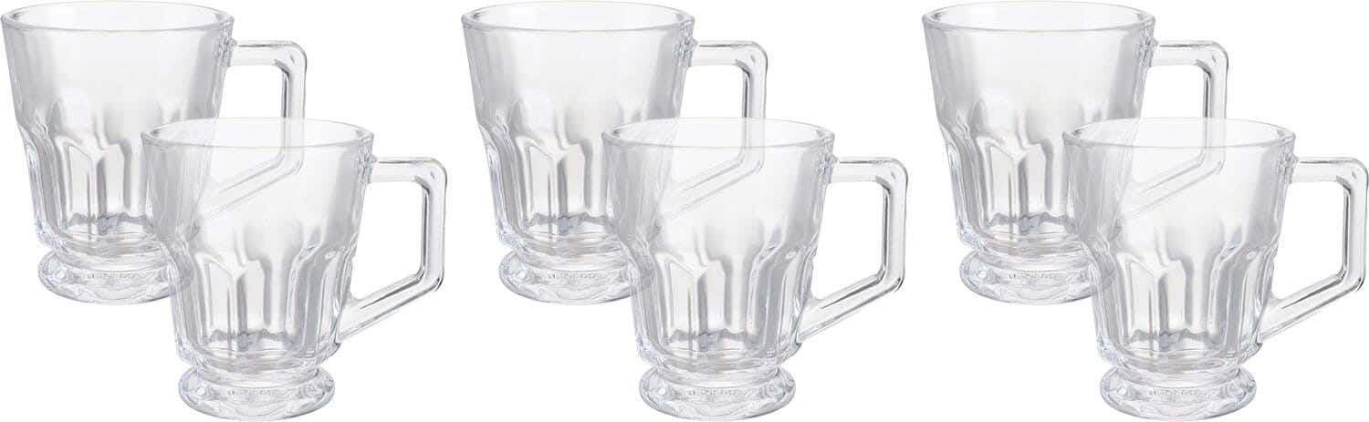 BlinkMax Glass Mug Set, 6 Pieces, 137 ml - Clear