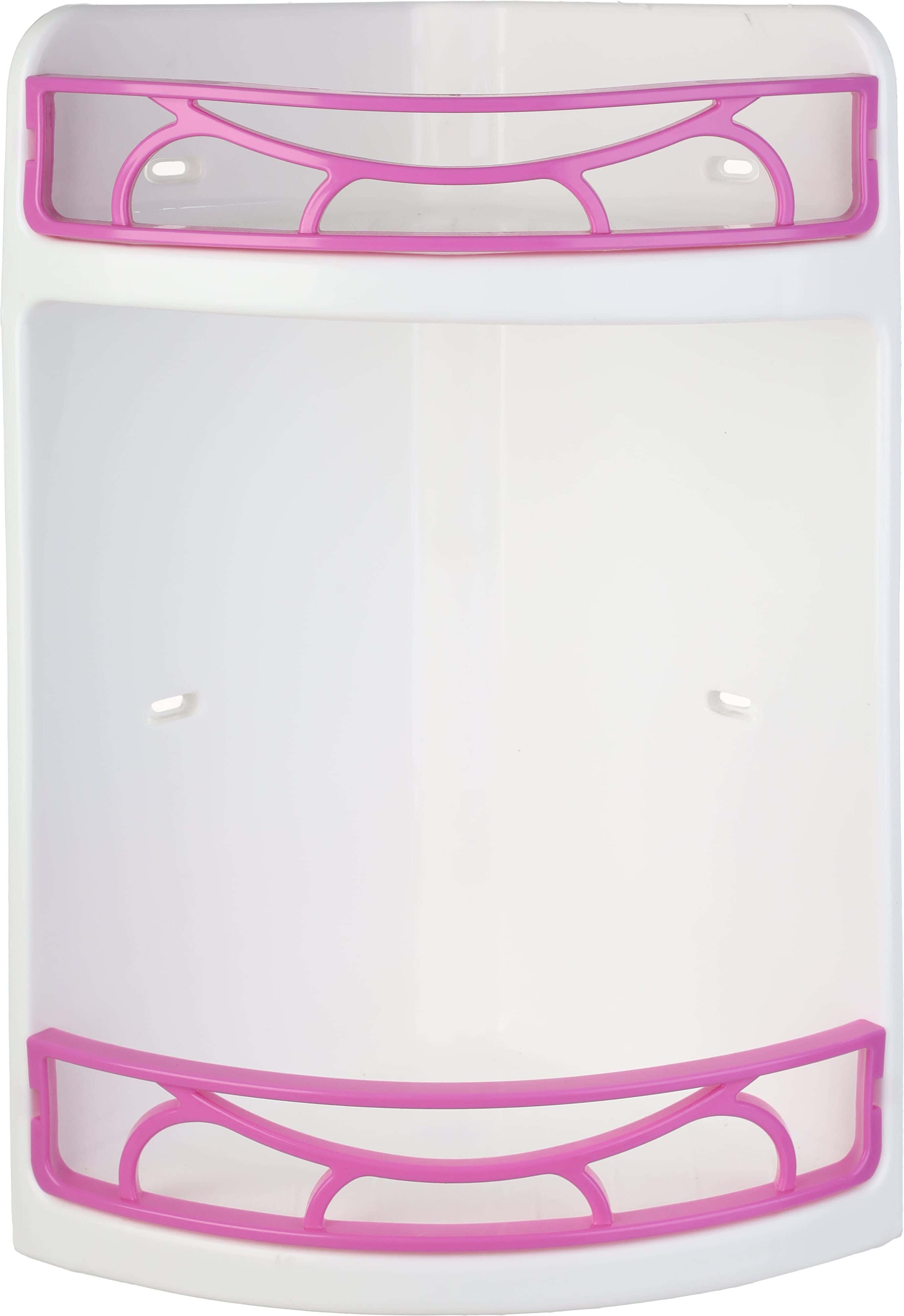Lamsa Plast Plastic bathroom corner, 2 Tiers, 19×19×41 cm - White Pink