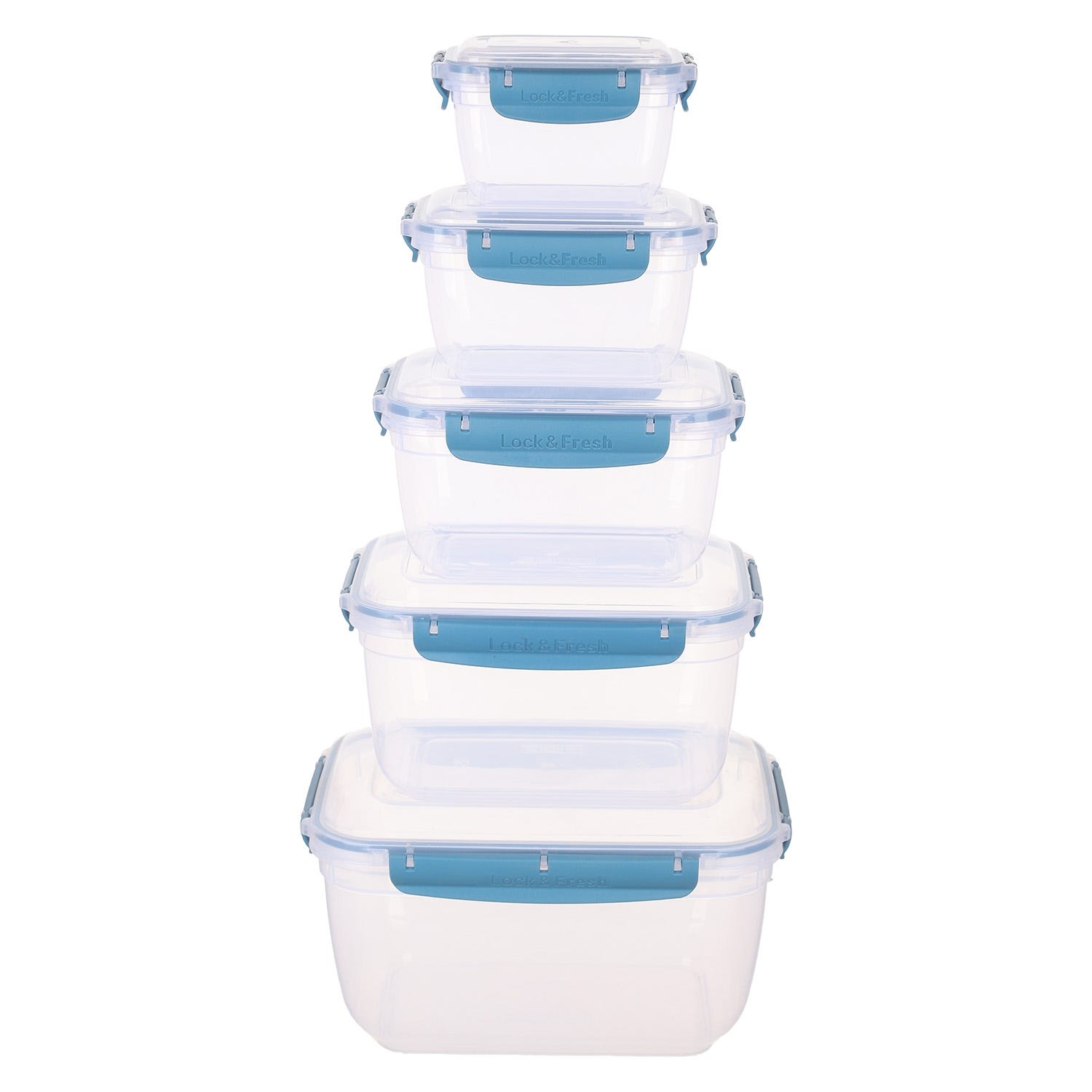 Dunya Refrigerator Box, 5 Pieces - Clear Petrol