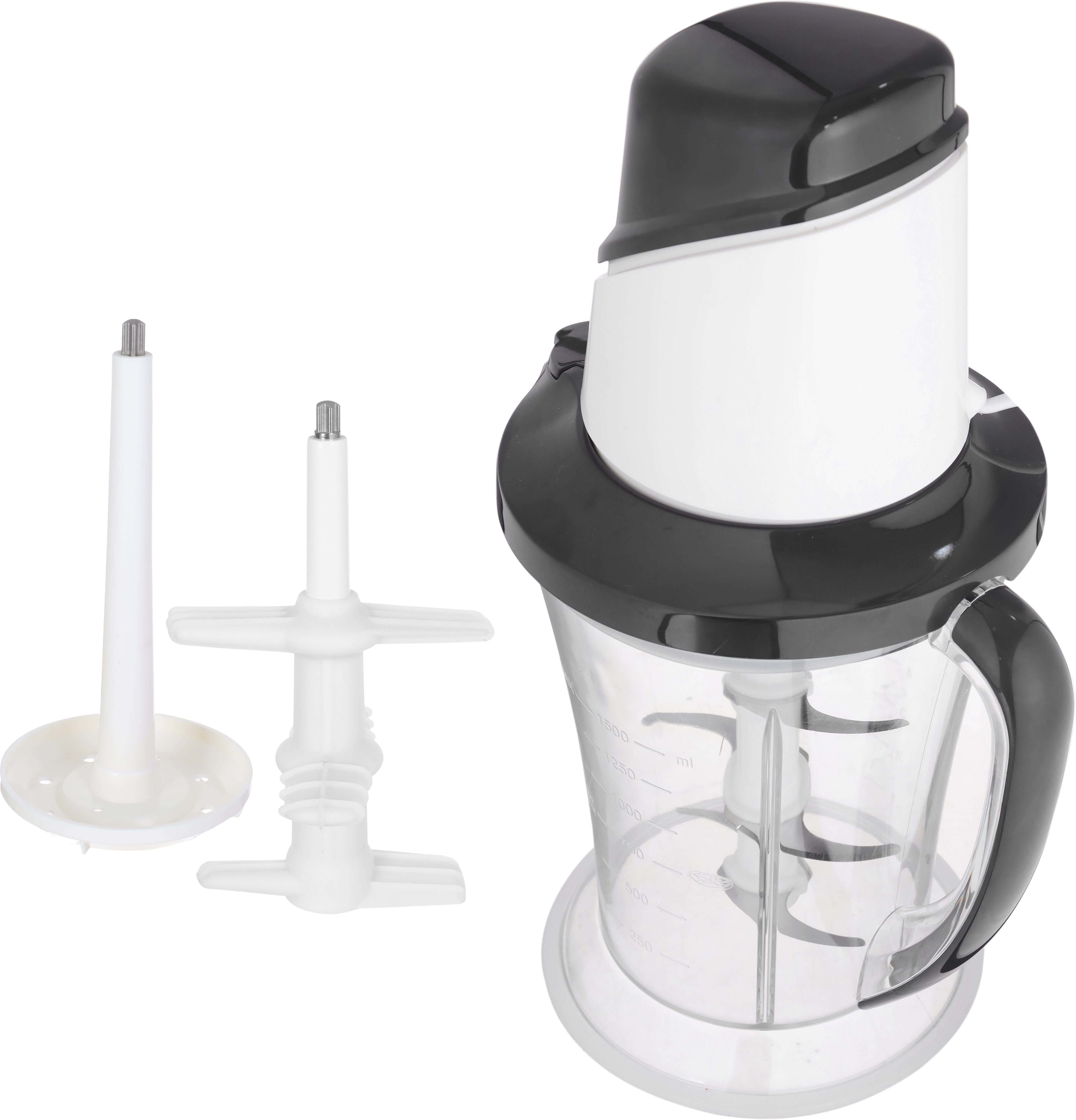 Touch 40544B Meat Grinder and Garlic Peeler, 700 Watt, 1.5 Liter, 6 Blades - Black White