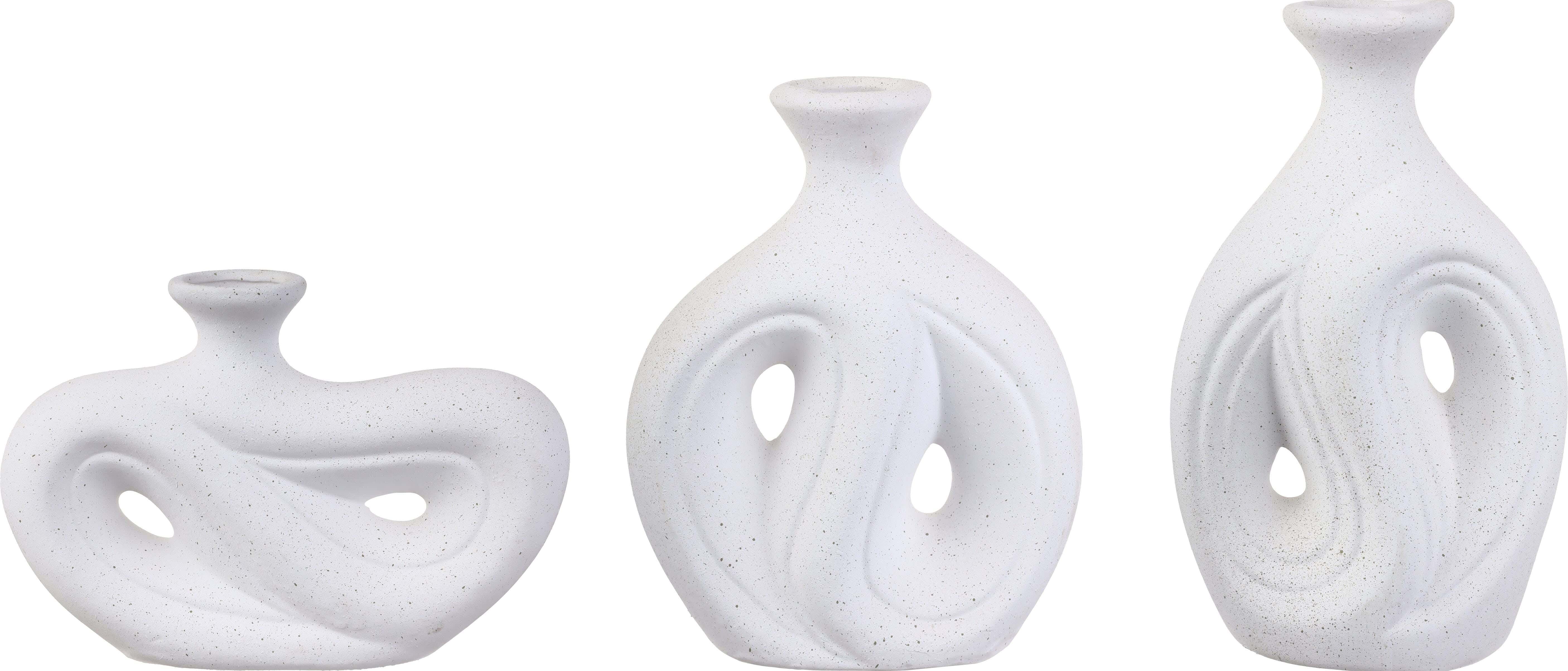 Alqasr Pottery Vases Set, 3 Pieces - White