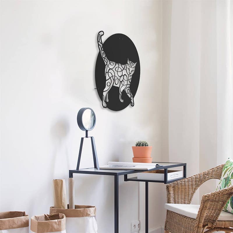 Decorative Wall Hanging, MDF Wood, 100×100×0.5 - Black