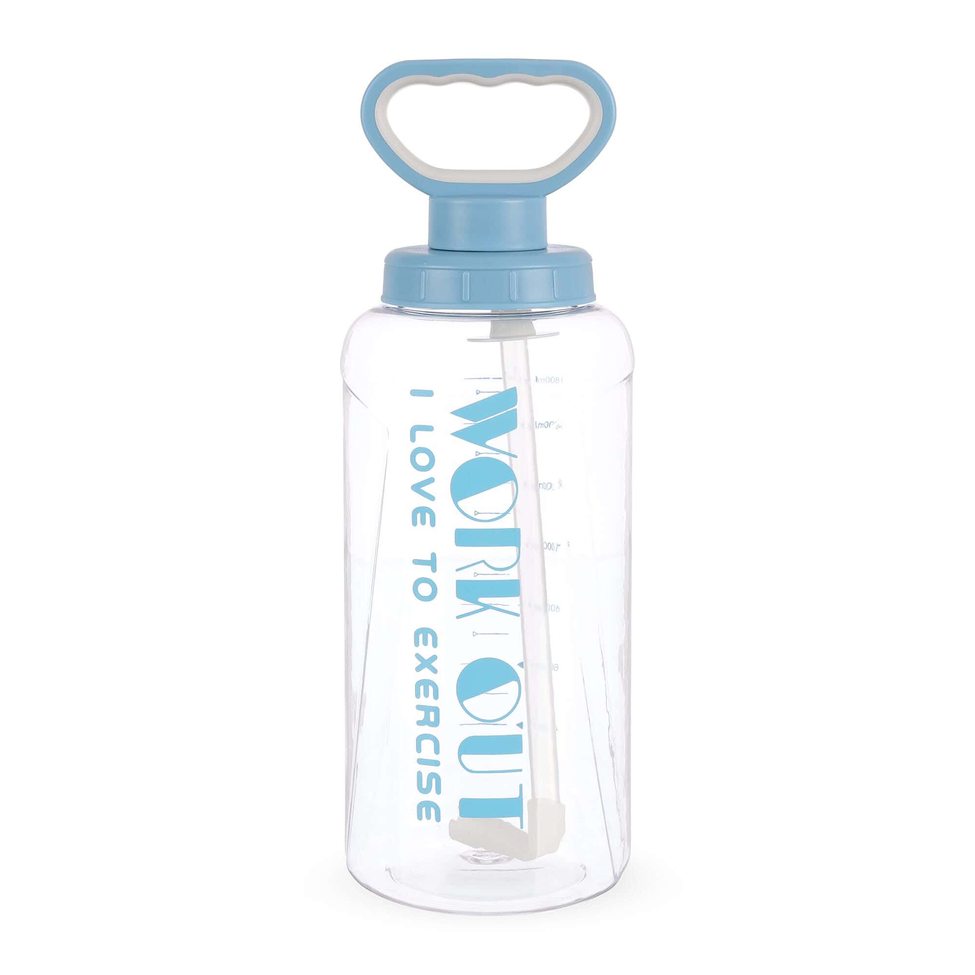Workout Water Bottle, 1800Ml, Plastic Handle - Blue