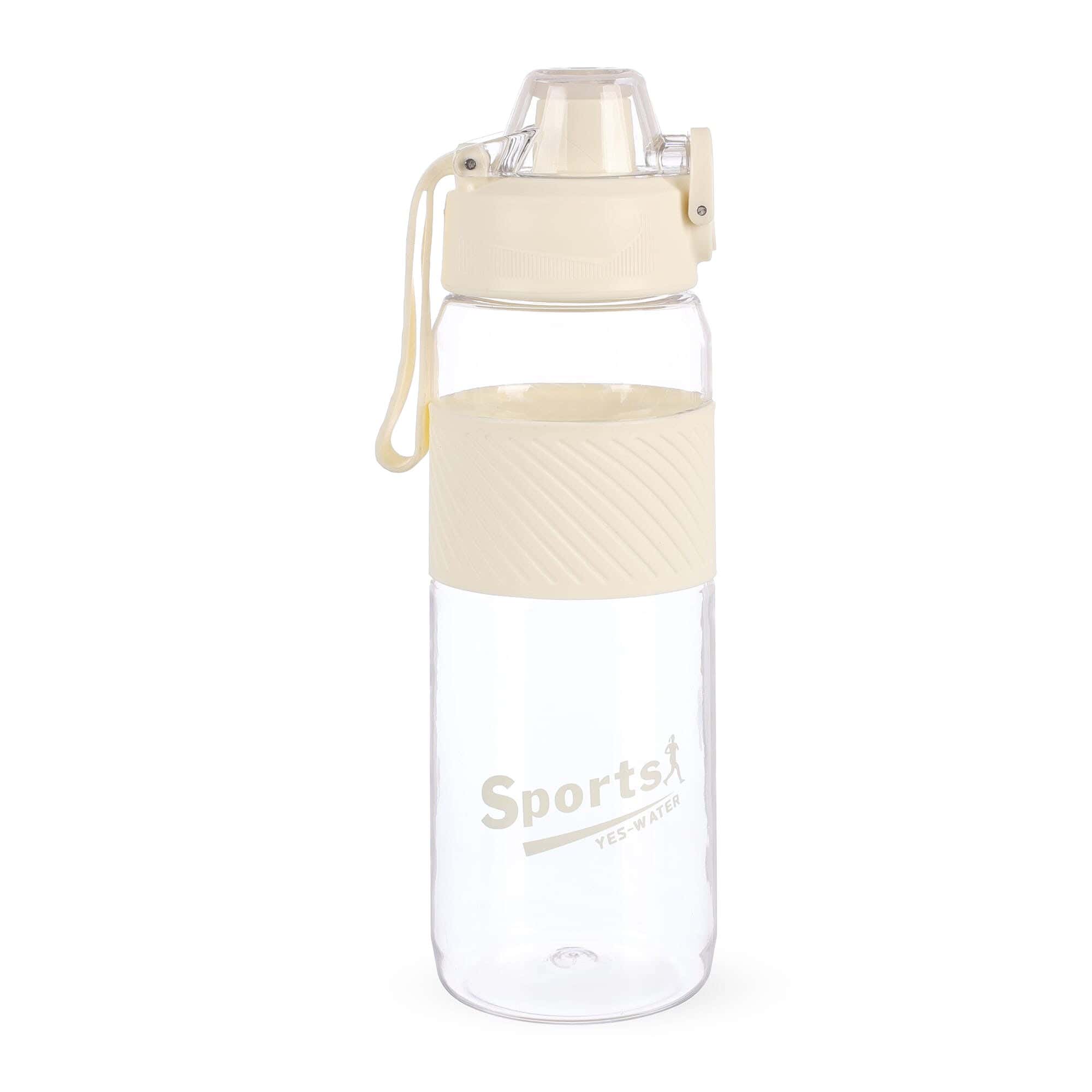 Sports Water Bottle, 900Ml, With Top Lock, Plastic - White