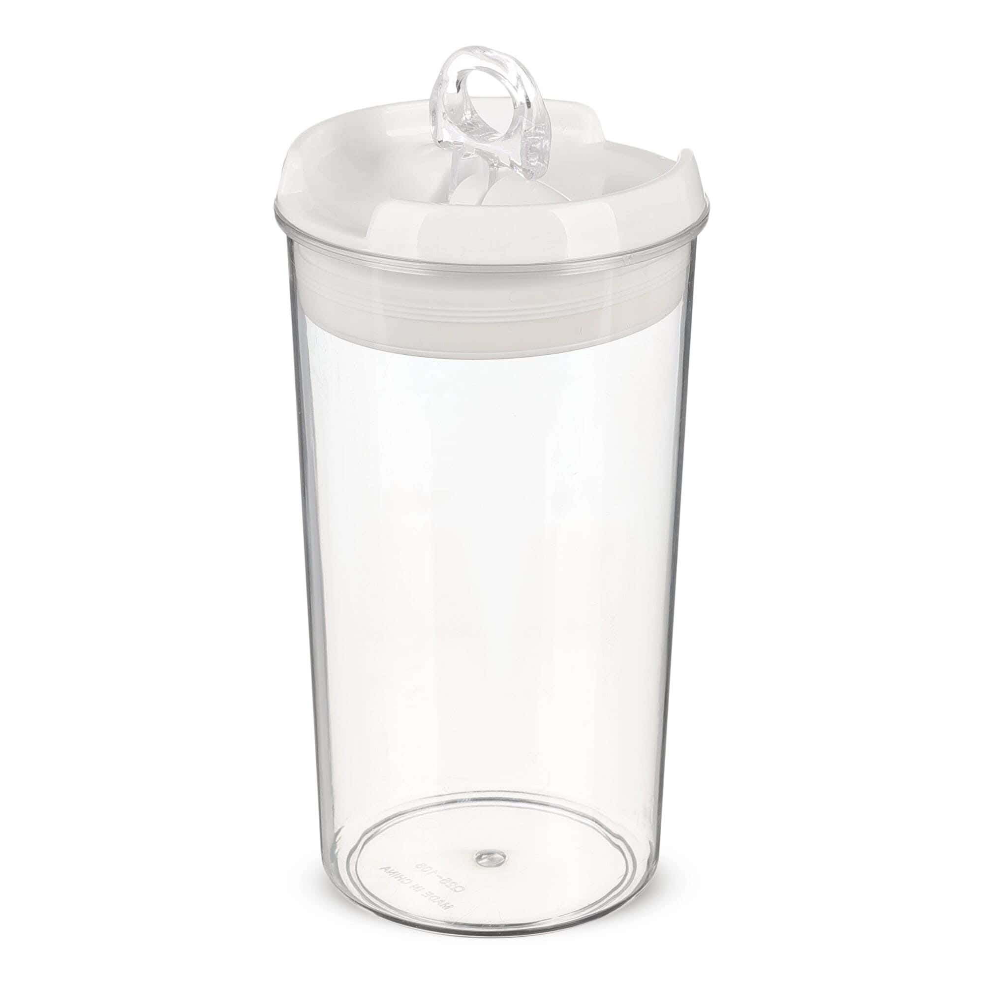 Airtight Food Storage Jar, 1200Ml Capacity With Top Lock, High-Quality Plastic - Clear