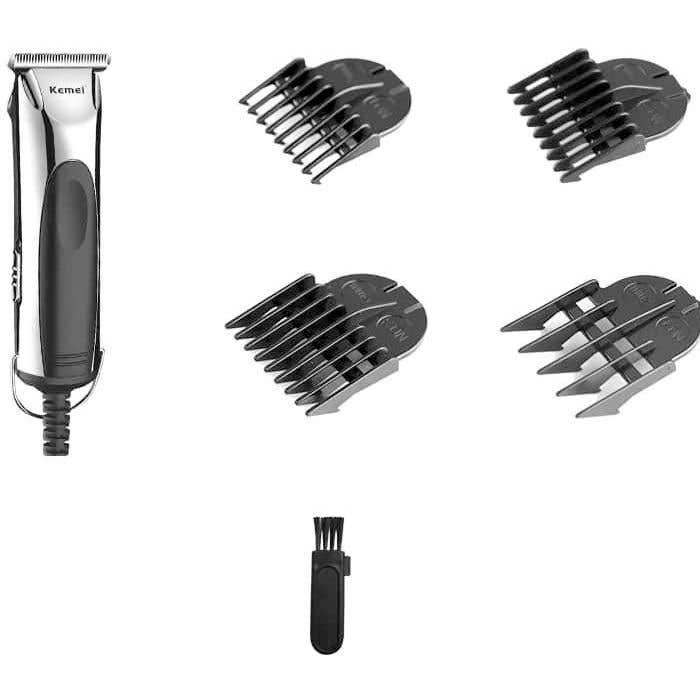Kemei KM-850 Hair Trimmer, 4 Comb - Black Silver