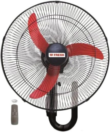 Fresh Shabah Wall Fan, 20 inch, 3 Blades, 3 Speeds, Remote Control - Black